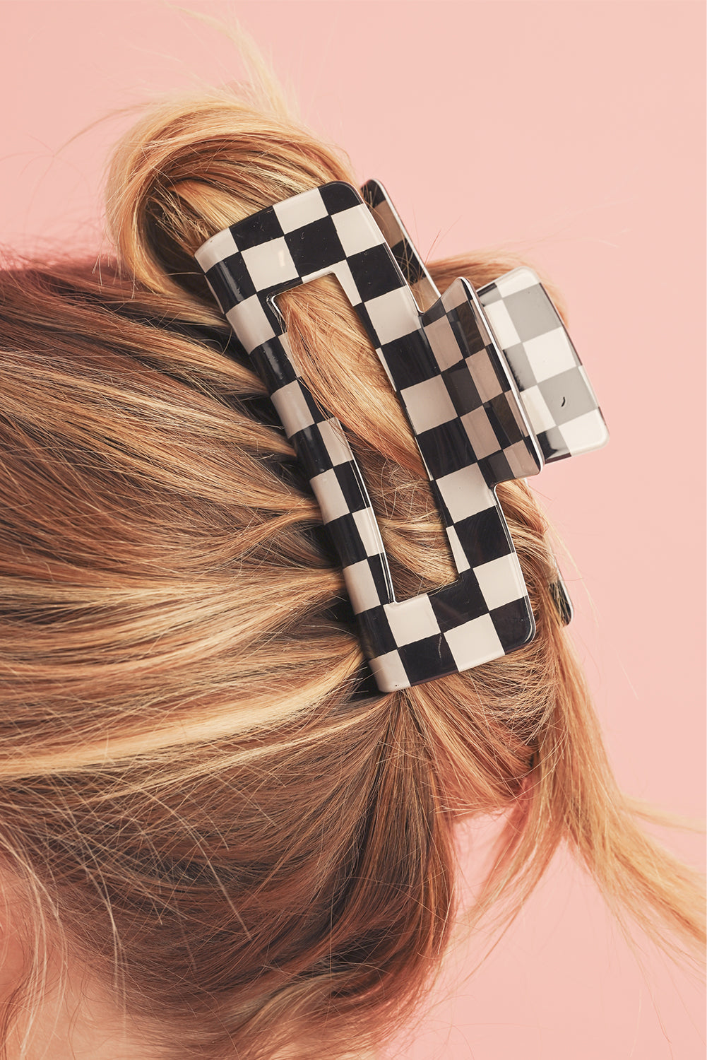Black Checkered Print Hollow Out Hair Claw