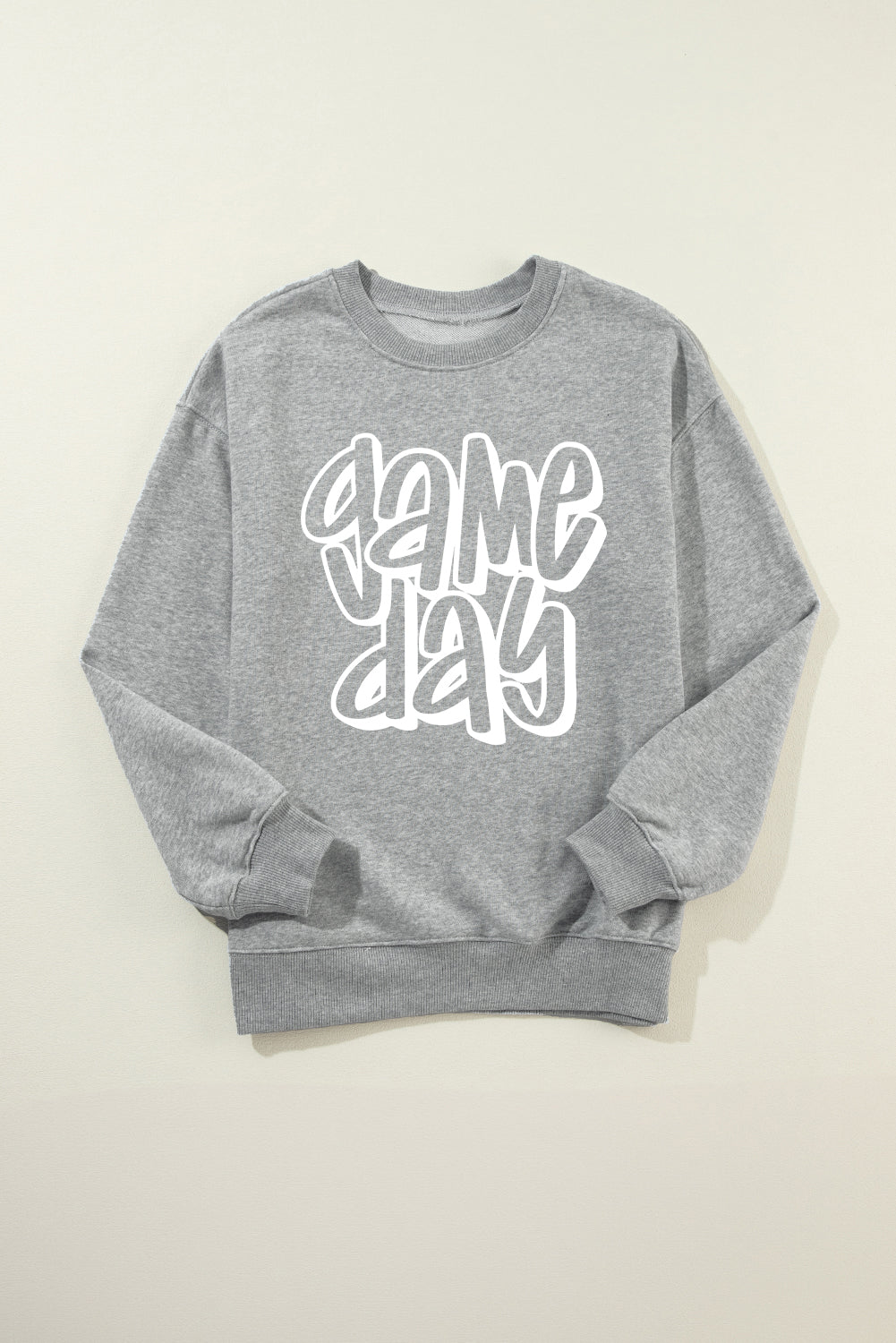 Gray game day Printed Round Neck Sweatshirt
