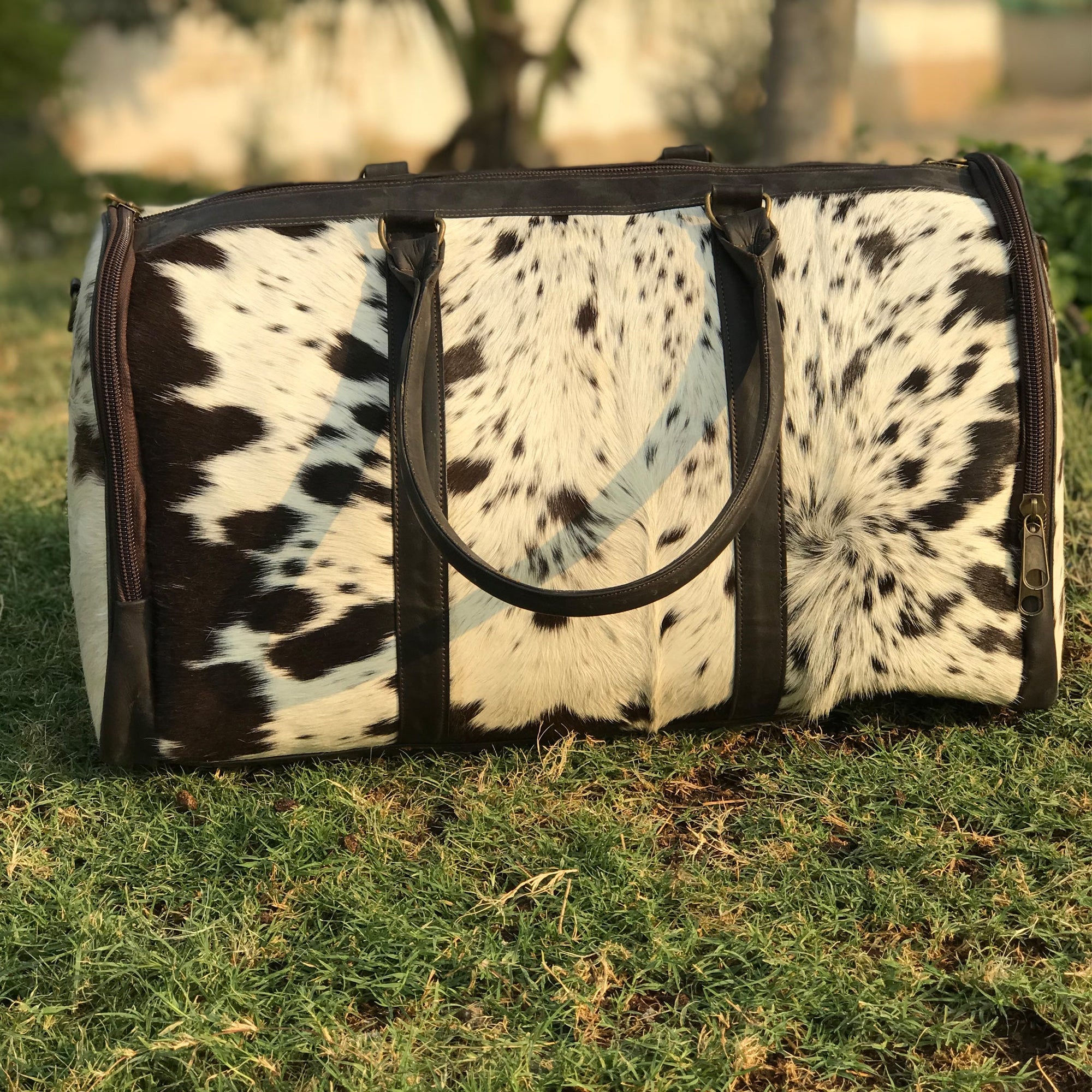 Medium Cowhide Duffel Bag, Genuine Leather Travel Luggage, Perfect Gift for Him or Her