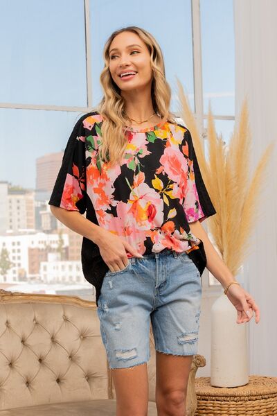 Sew In Love Full Size Floral Round Neck Short Sleeve T-Shirt-4