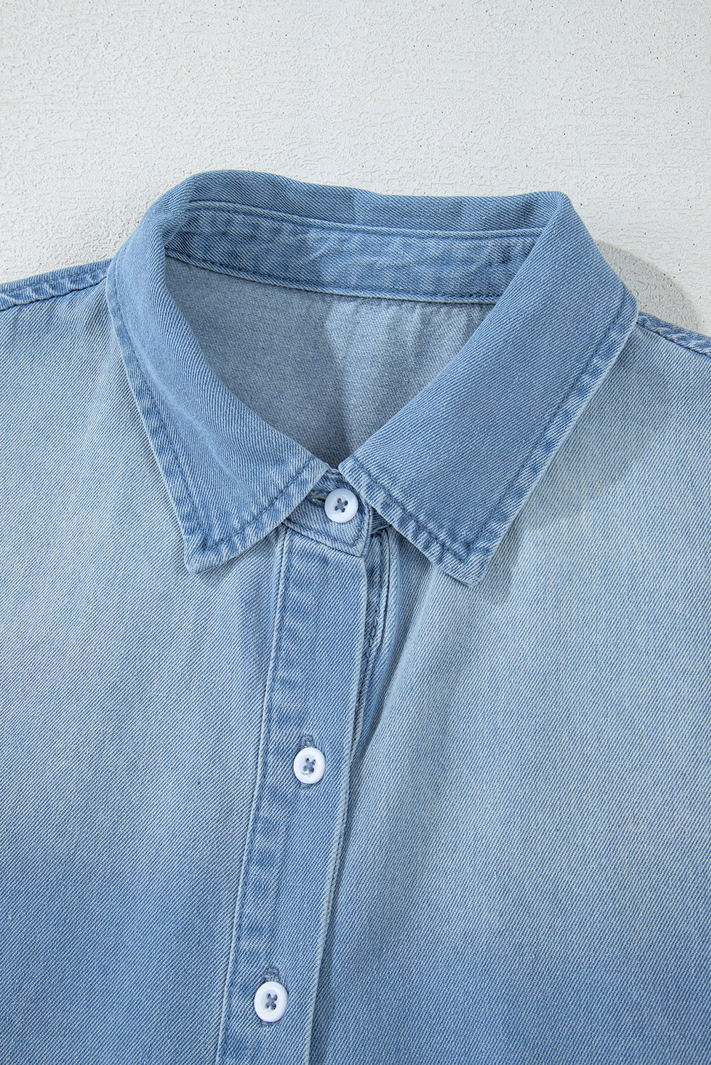 Beau Blue Washed Raw Hem Denim Shirt Dress