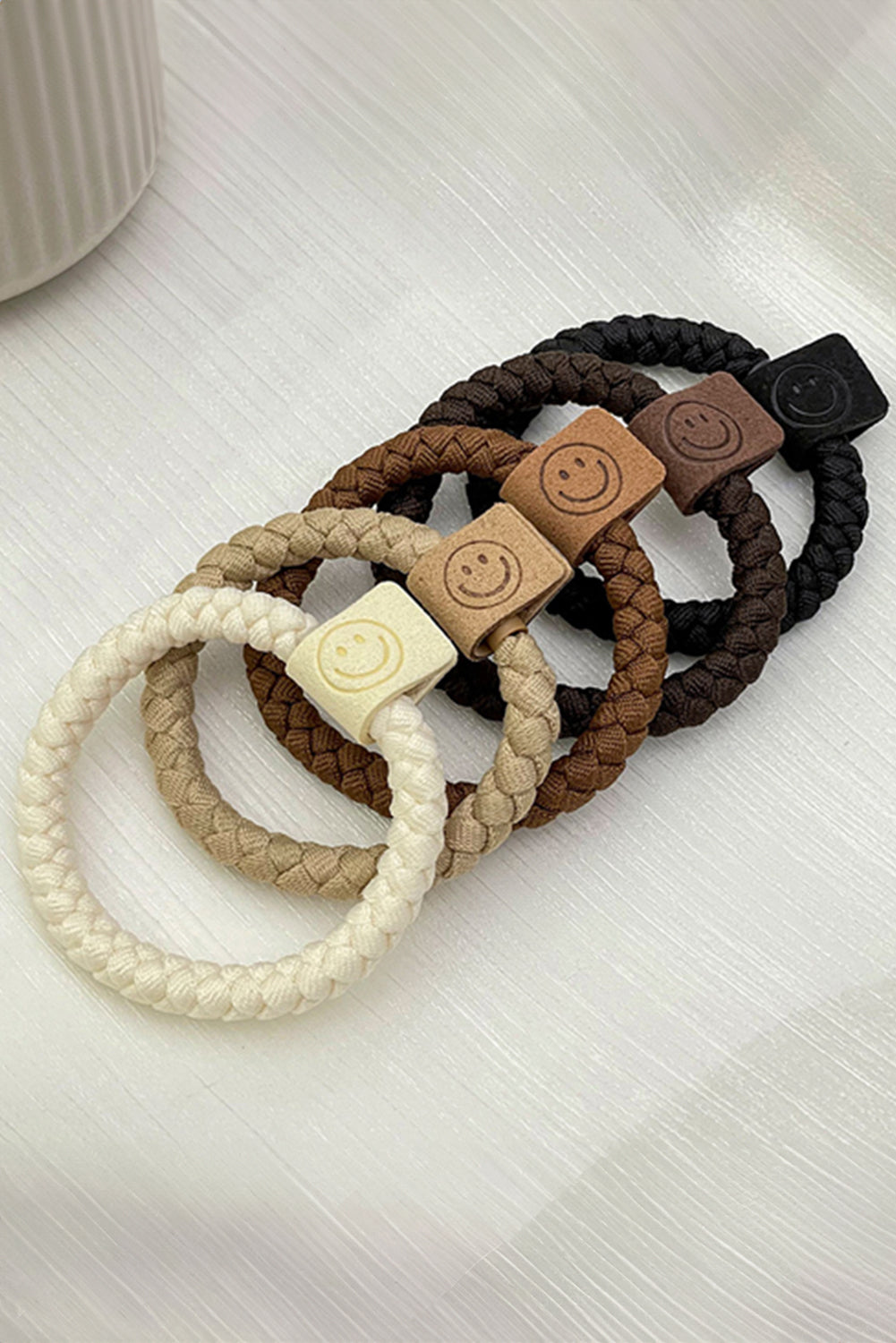 Chestnut 5Pcs Smile Face Decor Braided Hair Tie