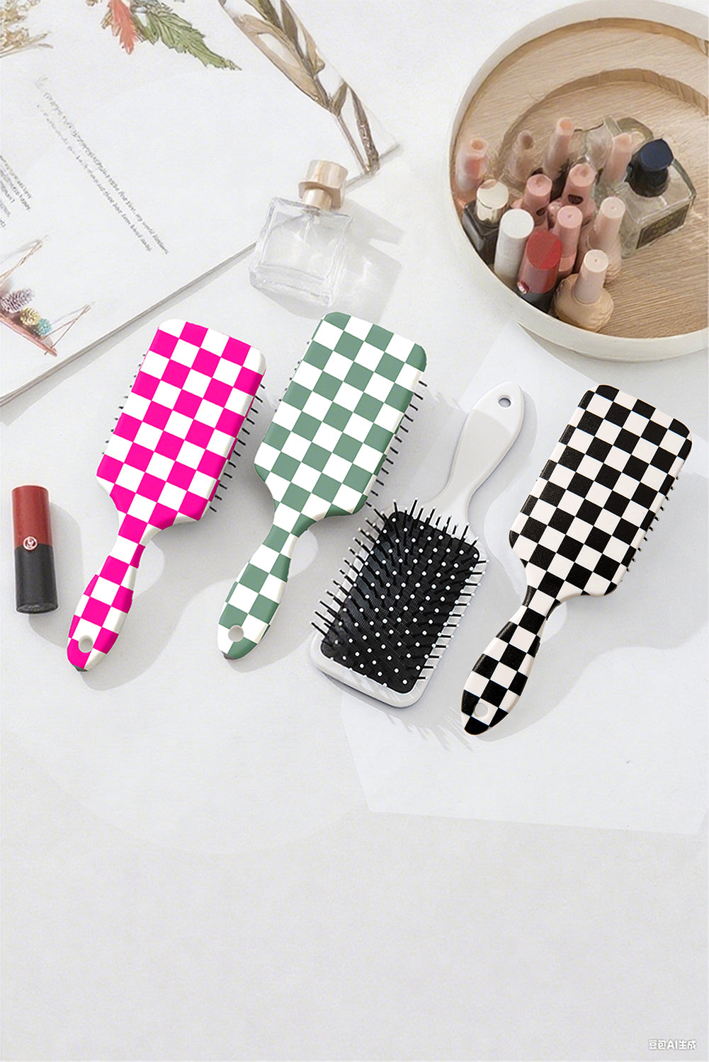 Black Checkered Pattern Air Cushion Comb