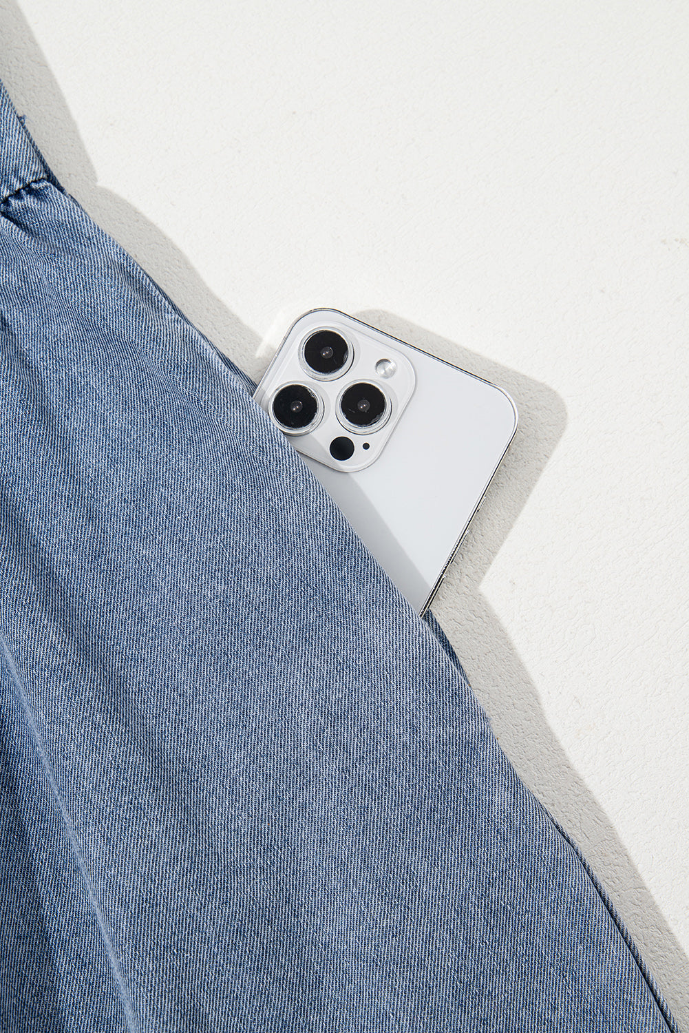 Dusk Blue Bowknot Puff Sleeve Denim Dress