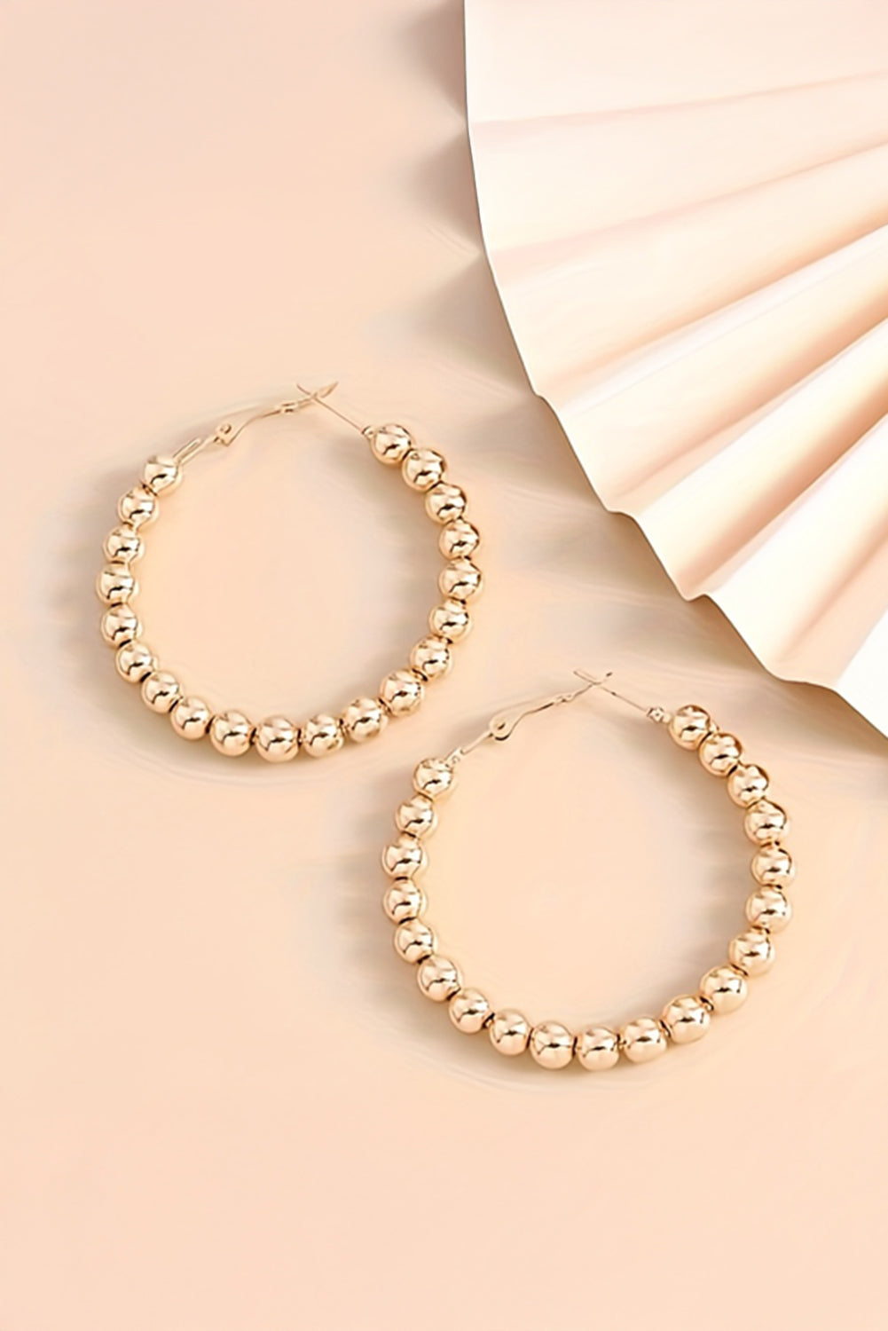 Gold Plated Beaded Minimalist Alloy Hoop Earrings