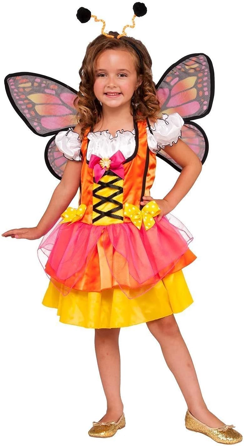 Girls Glittery Orange Monarch Butterfly Costume