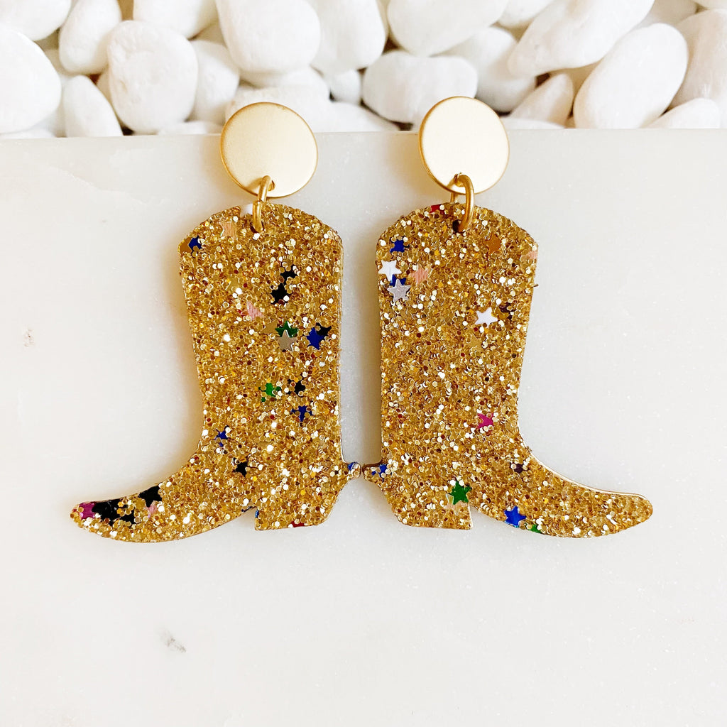 Glittered Up Cowgirl Earrings-3