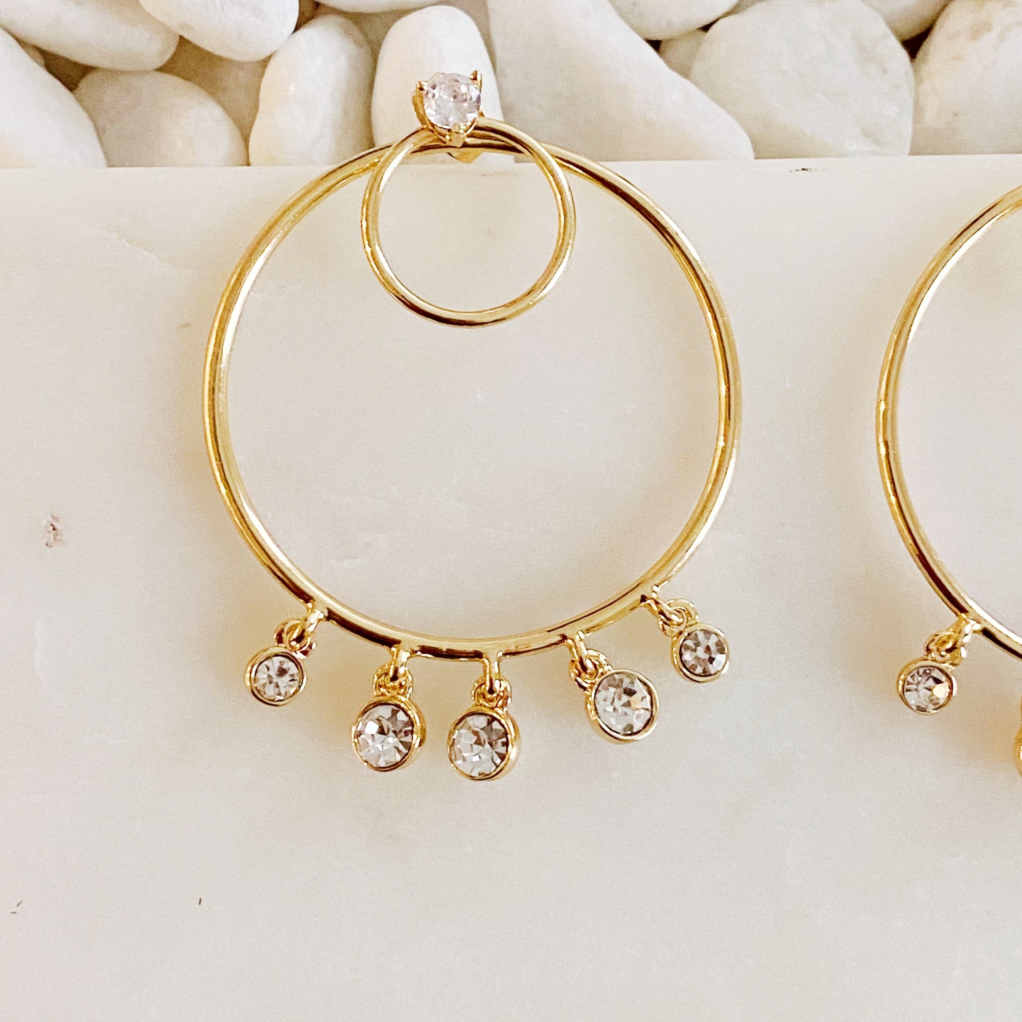 Double Circle Front Back Hoop Earrings-1