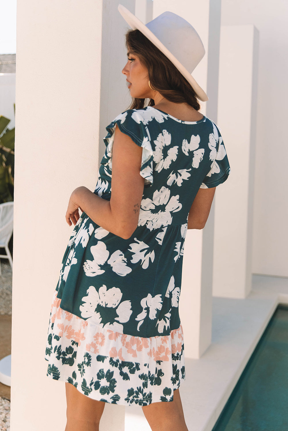 Louise Floral Ruffle Sleeve Dress-1