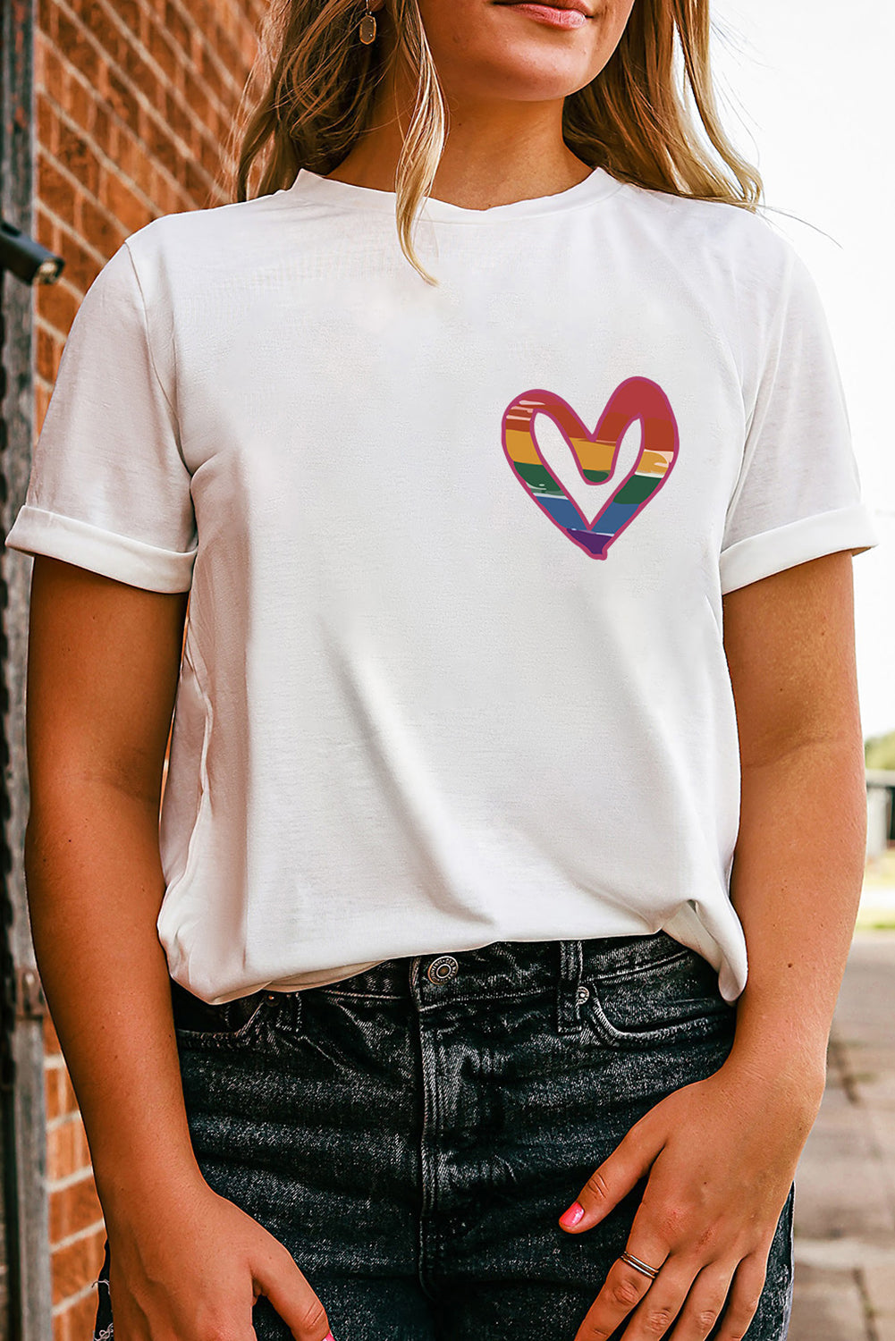 White ALL FOR LOVE AND LOVE FOR ALL Letter Graphic T Shirt