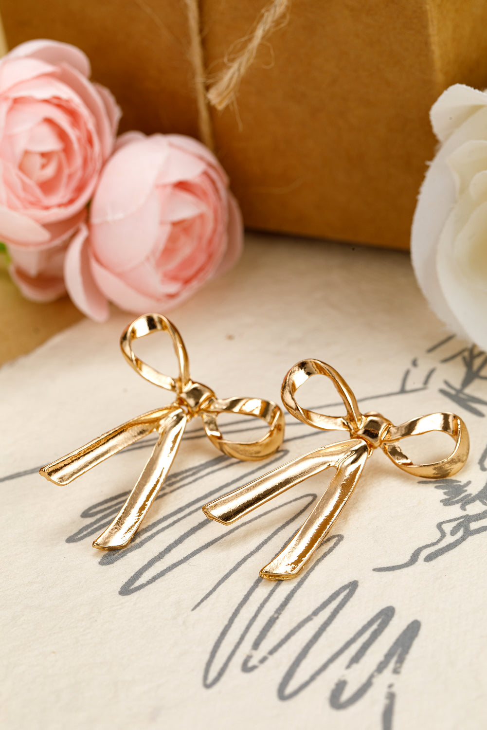 Gold Bowknot Alloy Minimalist Earrings