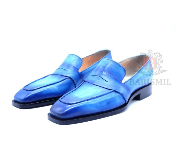 Venice - Blue Patina Leather Penny Loafers-0