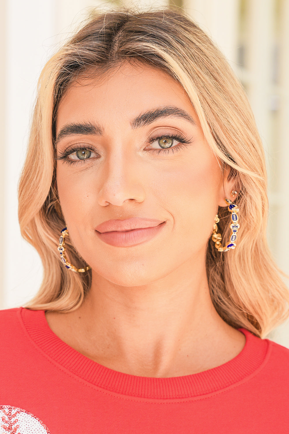 Dark Blue Game Day Hoop Earrings