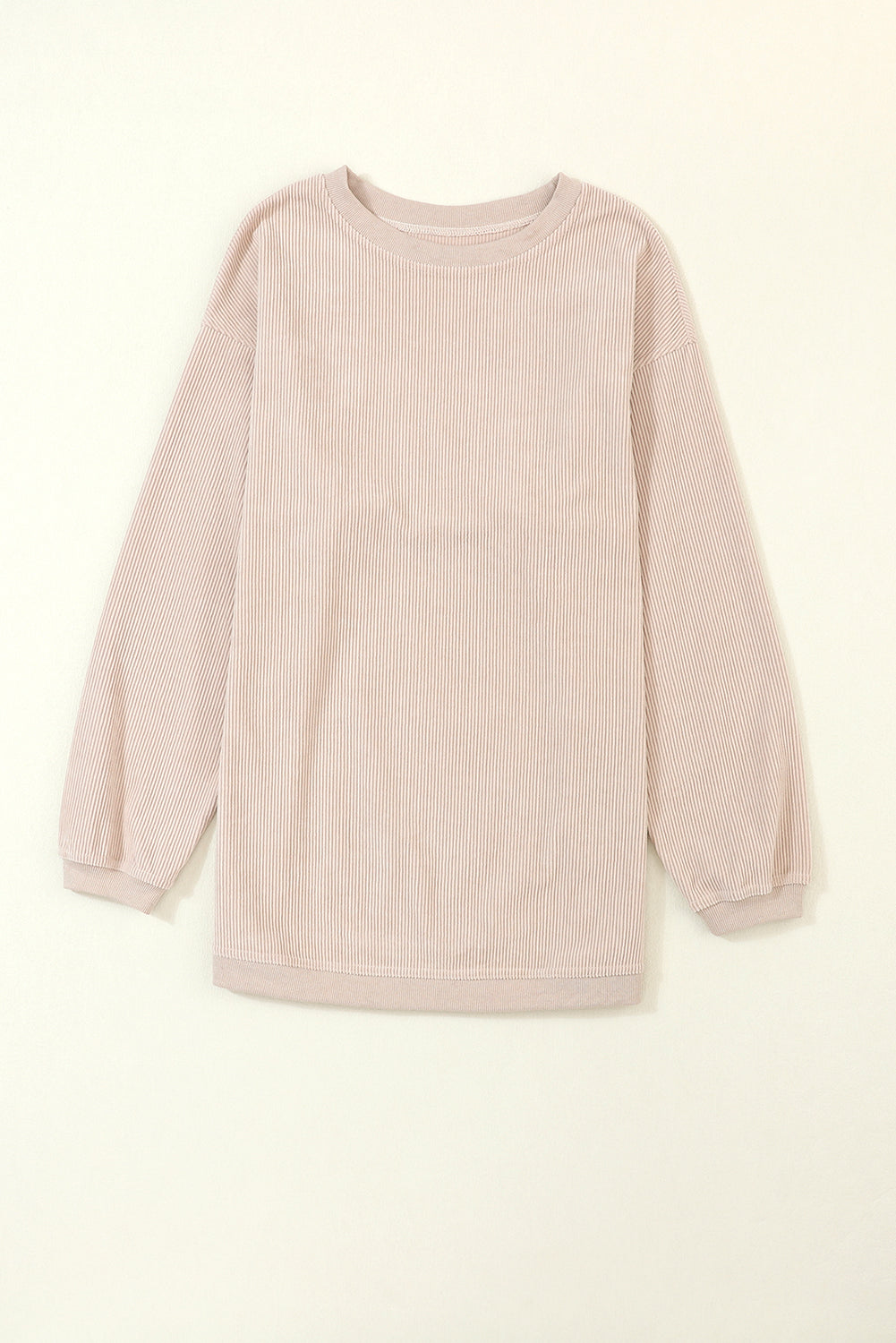 Apricot Drop Shoulder Rib Knit Oversized Sweatshirt