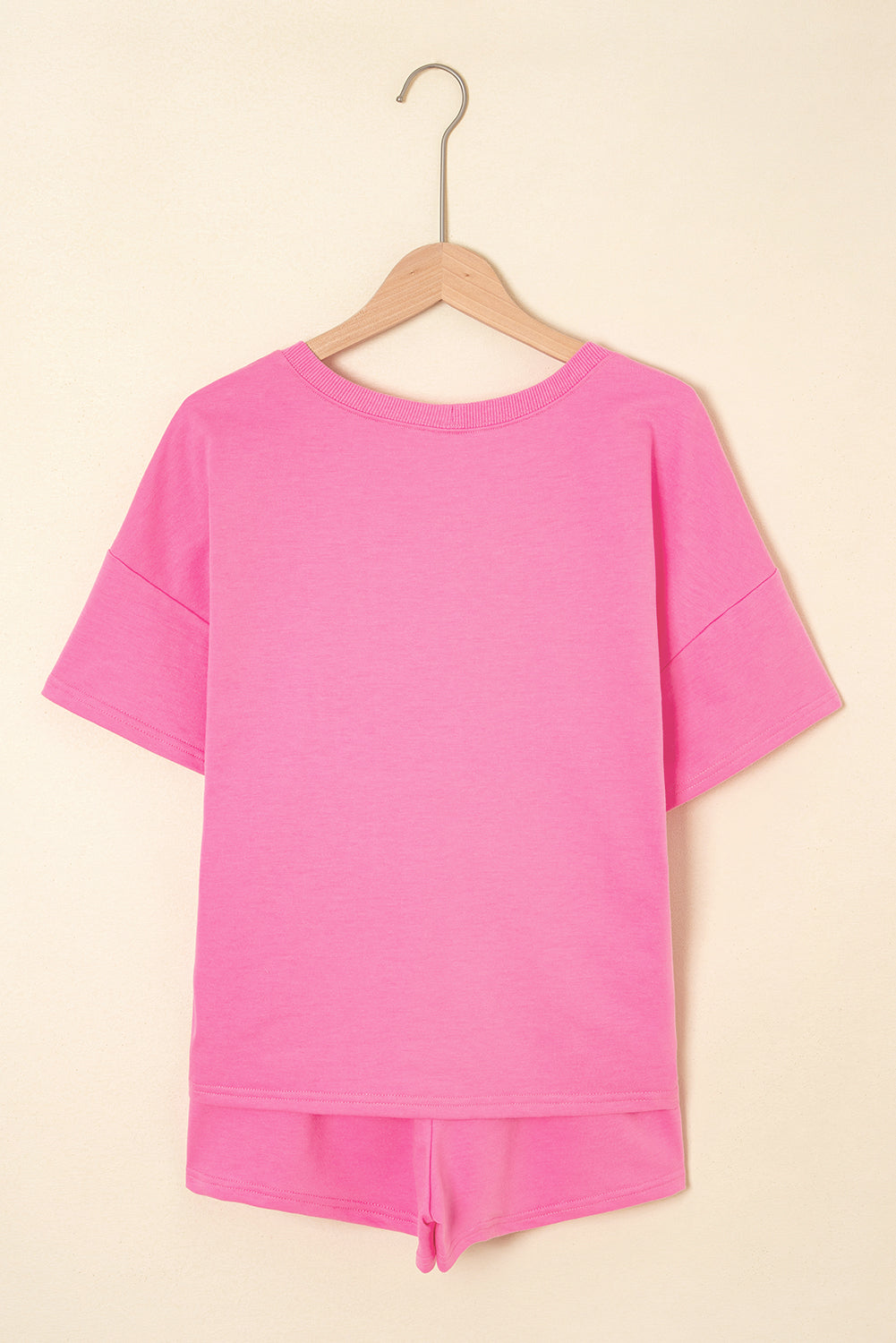 Bonbon Sequin Halloween Pumpkin Pattern V Neck Tee and Drawstring Shorts Set