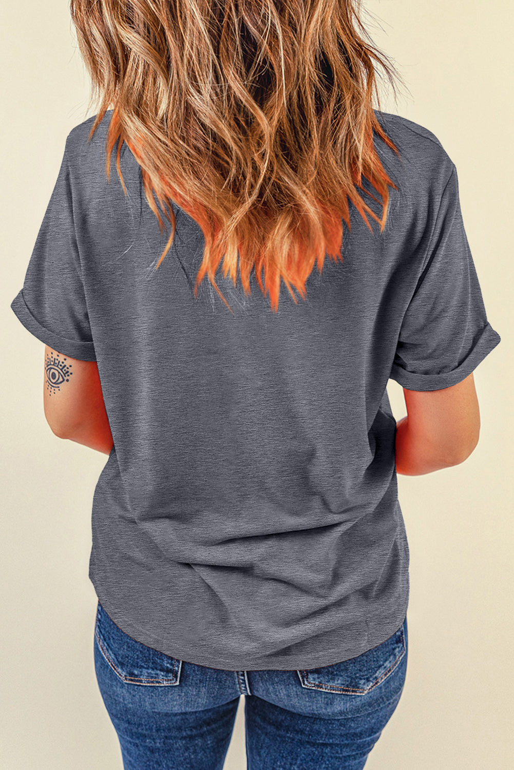 Gray Game Day Bowknot Football Graphic Casual Tee