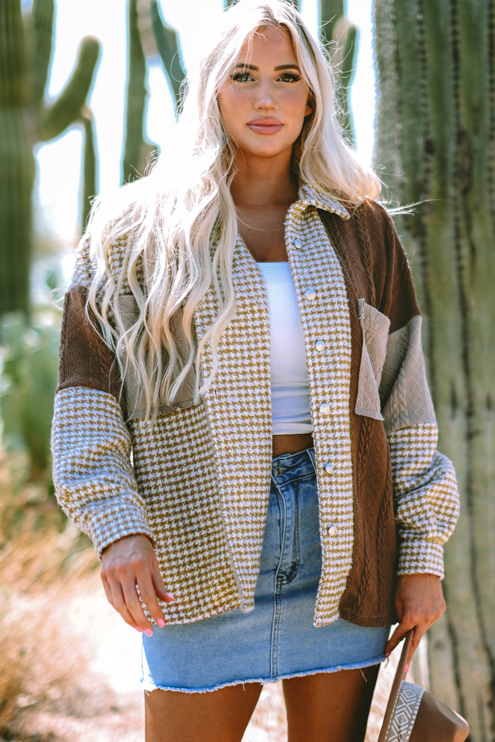 Luna Houndstooth Loose Shacket-4