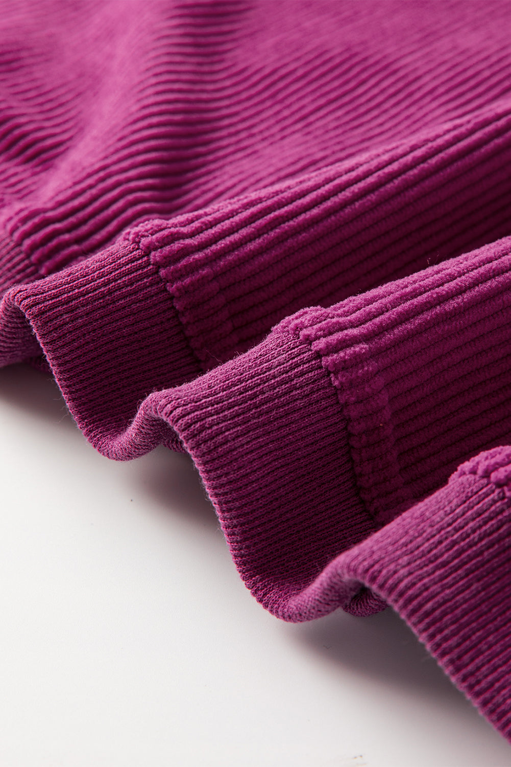 Festival Fuchsia Plain Drop Sleeve Rib Knit Oversized Sweatshirt