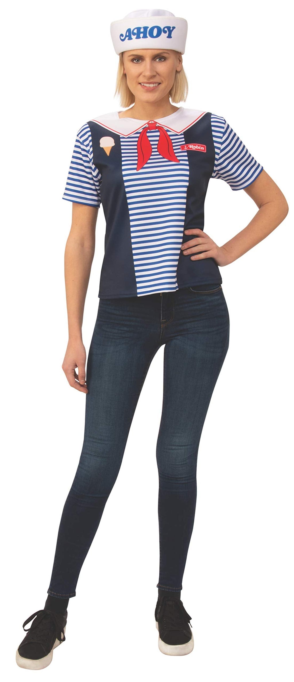 Womens Stranger Things Robin's Scoops Ahoy Uniform Costume Top