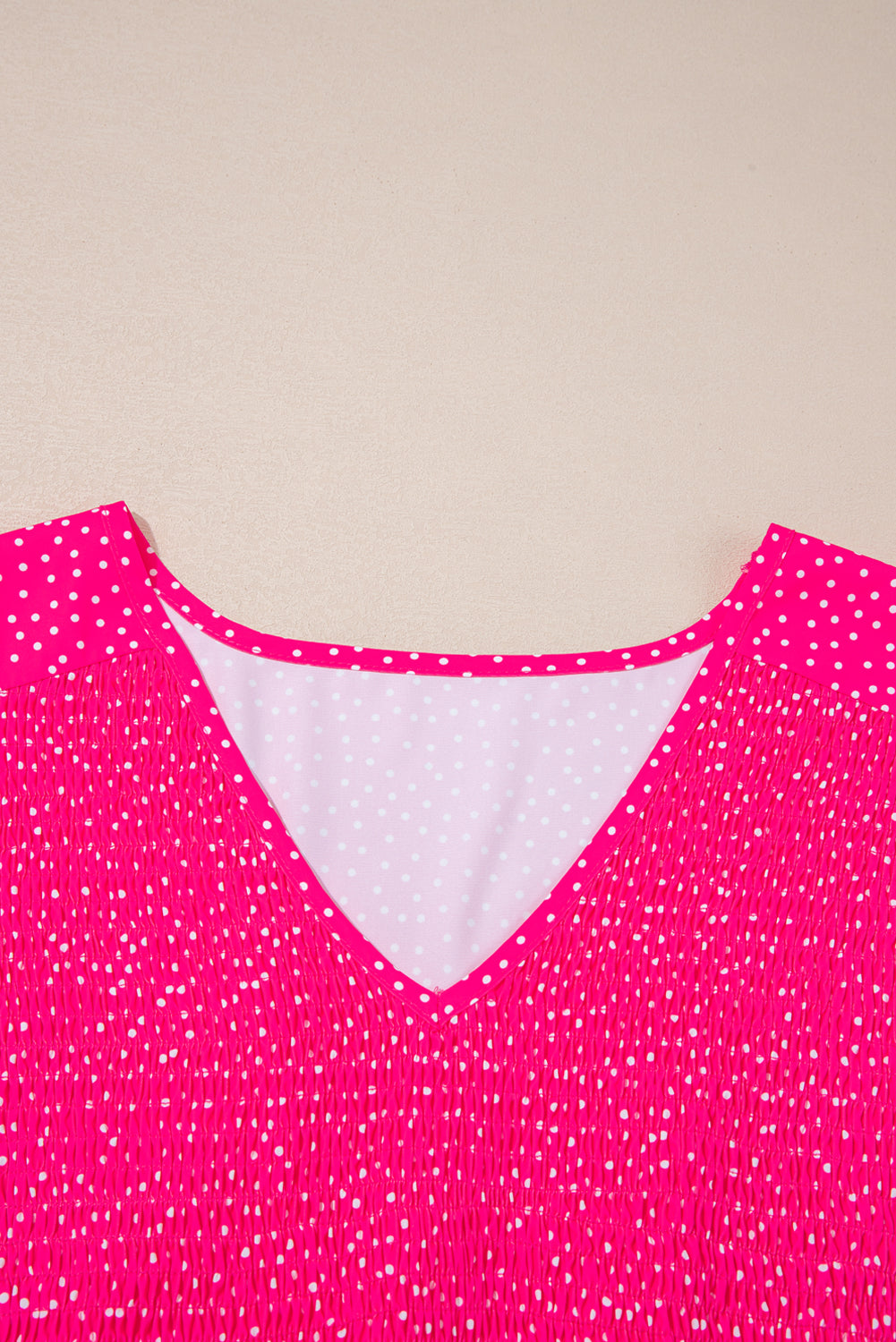 Rose Polka Dot Print Ruffle Smocked High Waist Plus Midi Dress