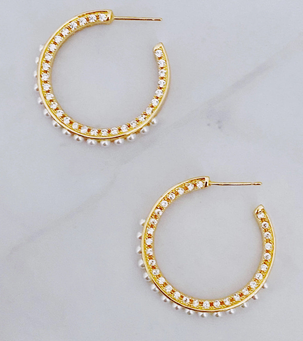 Classy Lady Pearl Hoop Earrings-1