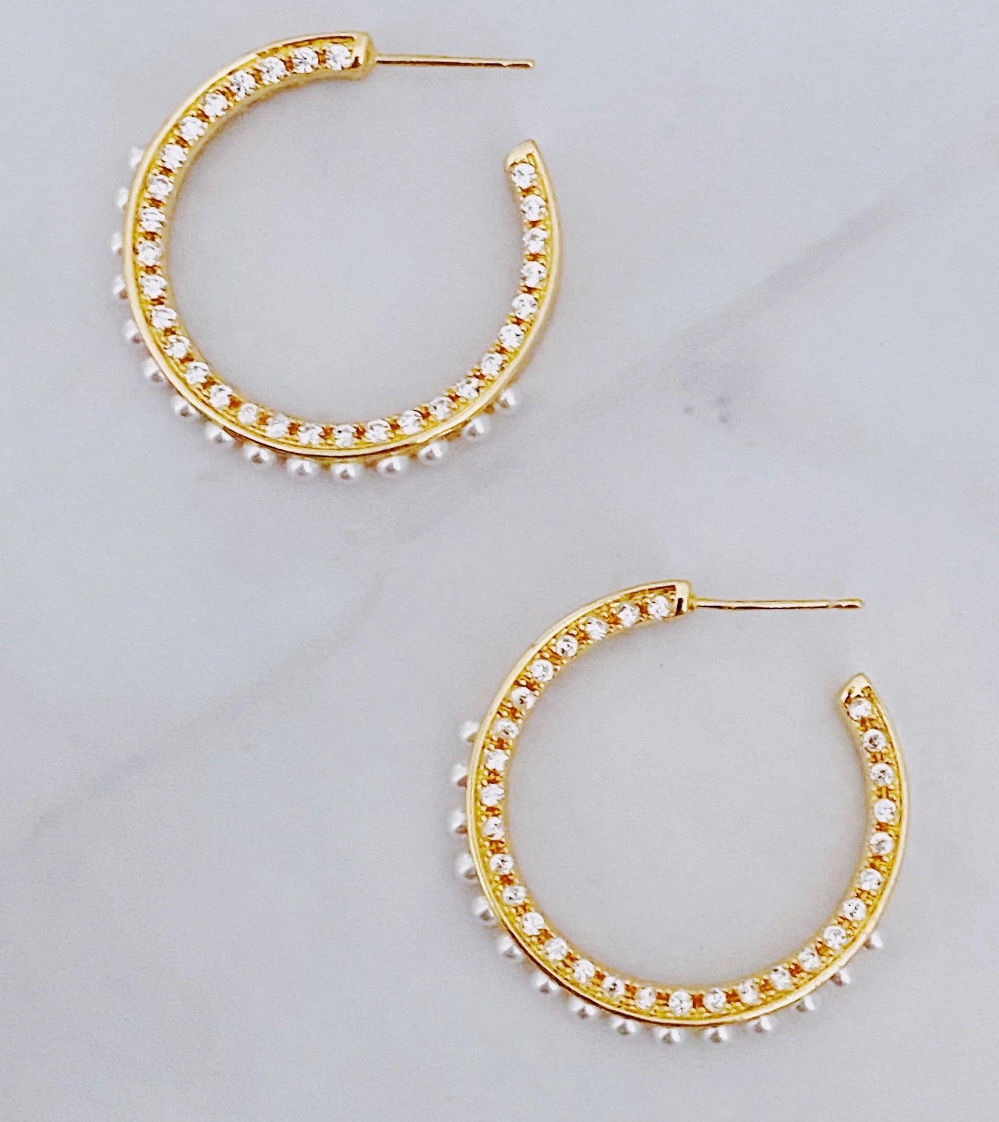 Classy Lady Pearl Hoop Earrings-1