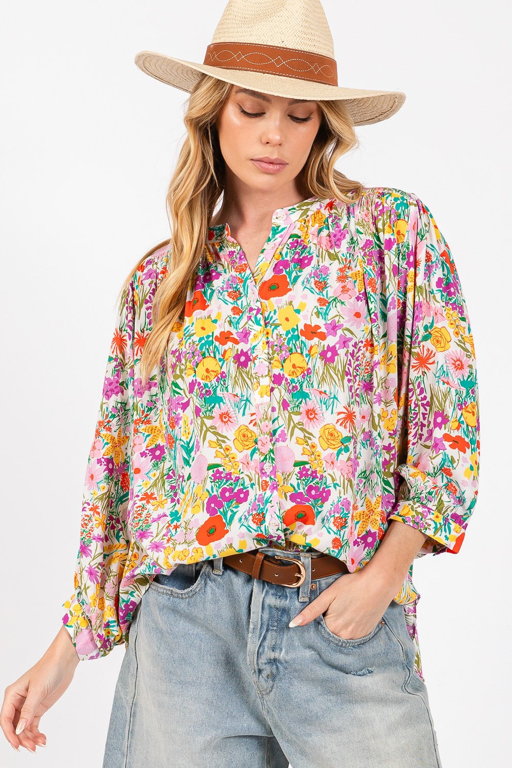 SAGE + FIG Button Down Floral Shirt-1