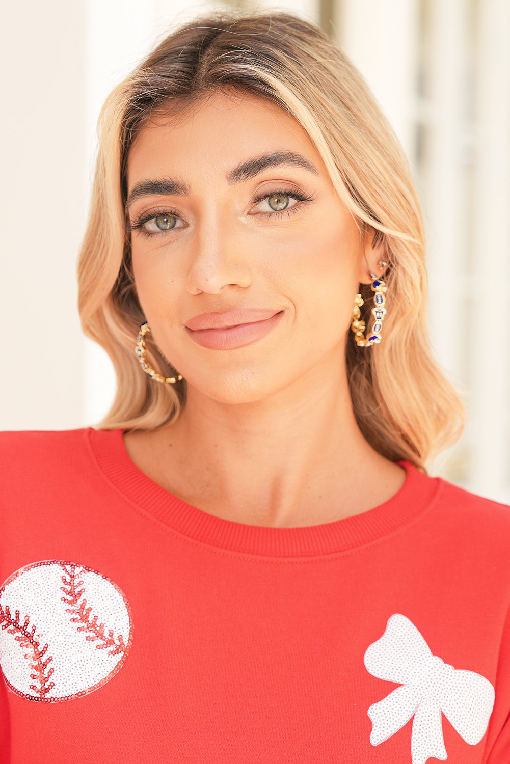 Dark Blue Game Day Hoop Earrings