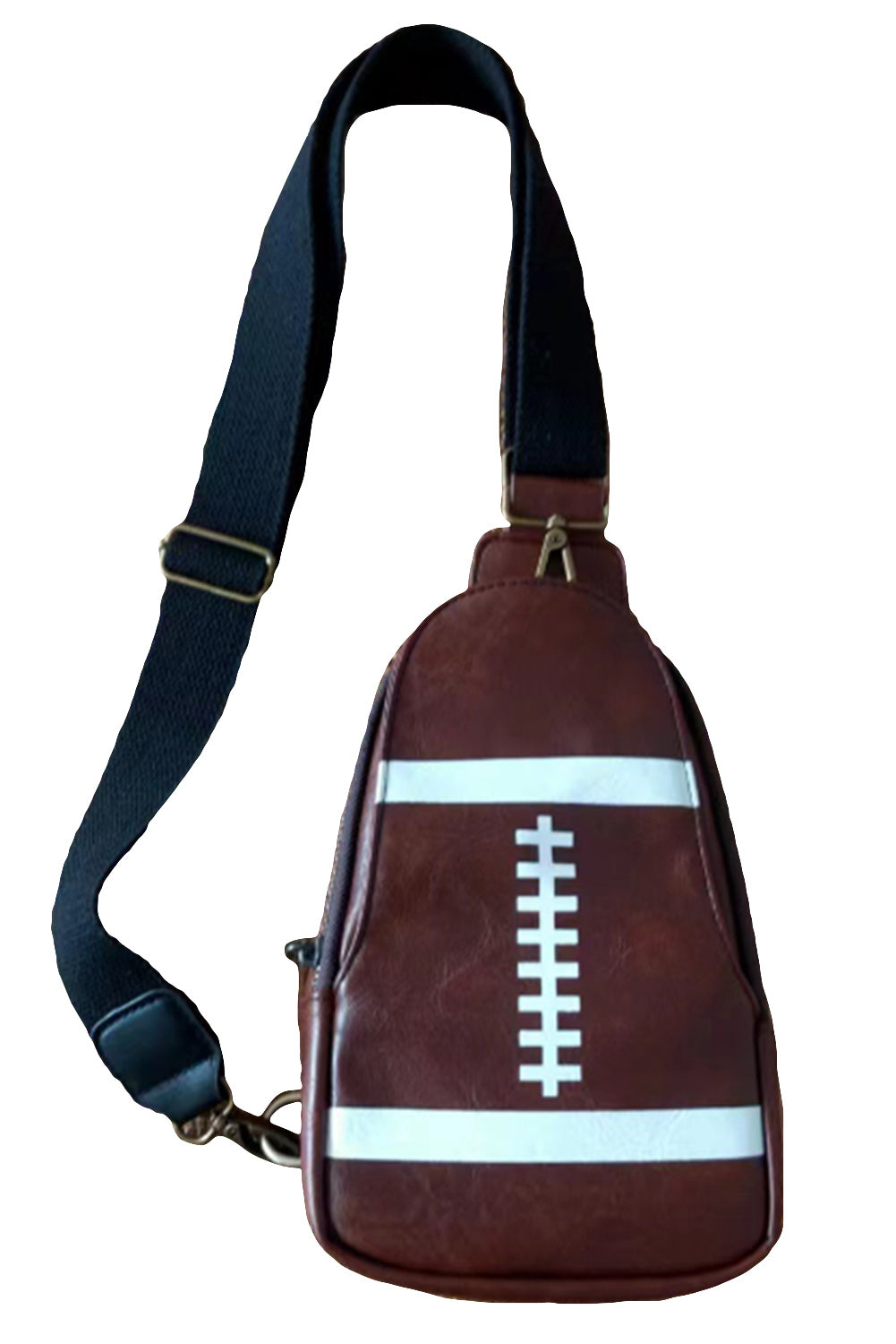 Brown PU Leather Football Mini Crossbody Bag