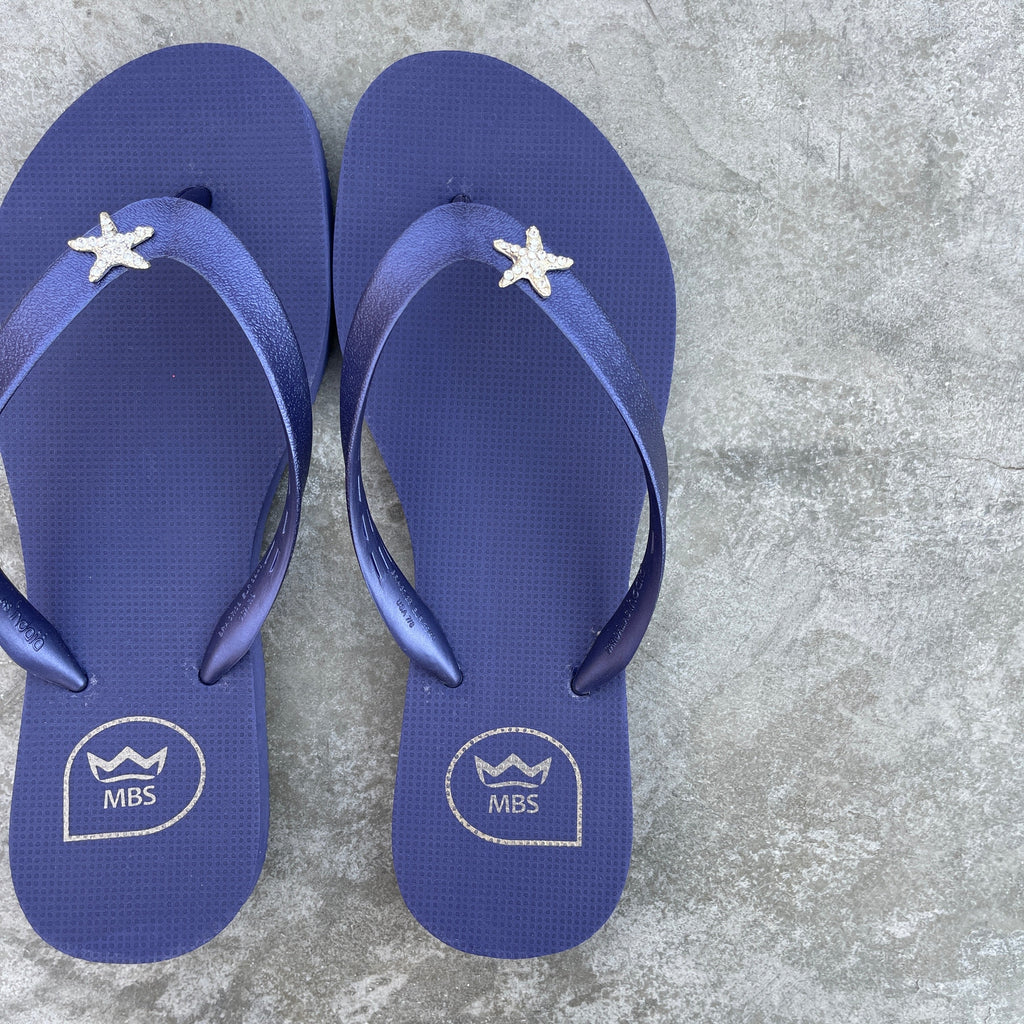 Navy Blue Star Flip Flops-1