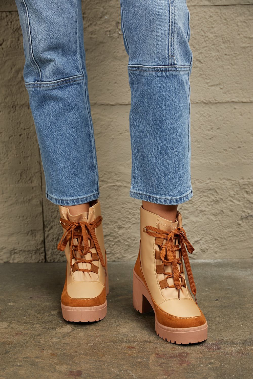 East Lion Corp Lace Up Lug Booties-0