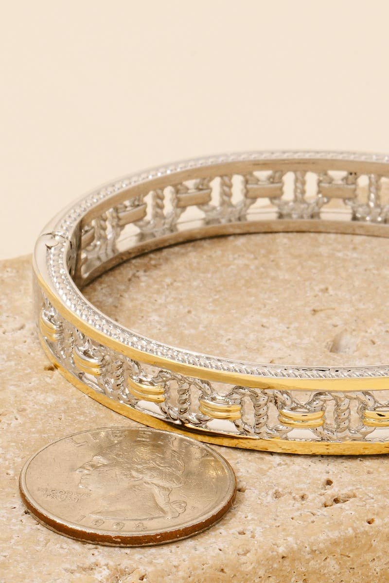 Luxe Link Two-Tone Bangle Bracelet