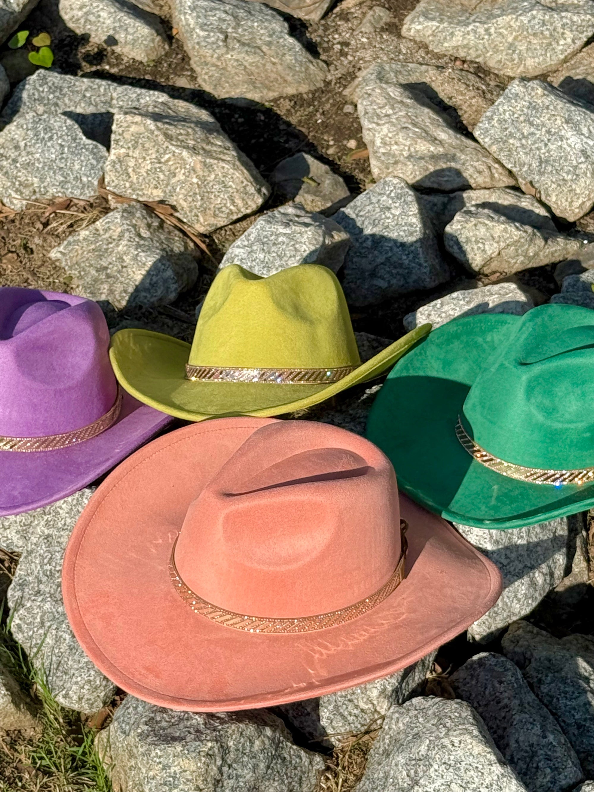 Rose Gold Suede Cowboy Hat-0