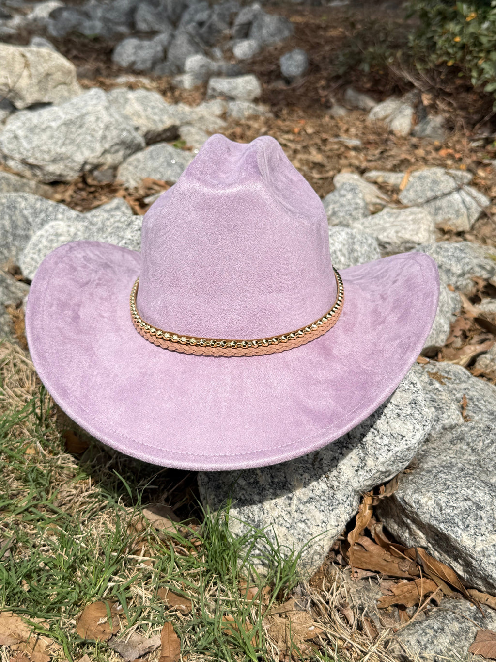 Vegan Suede Cowboy Hat,Cowboy with Gold Accessory,Cowboy Hat for Burning,Rancher Hat, Wide Brim Hat, Hat for customization-0
