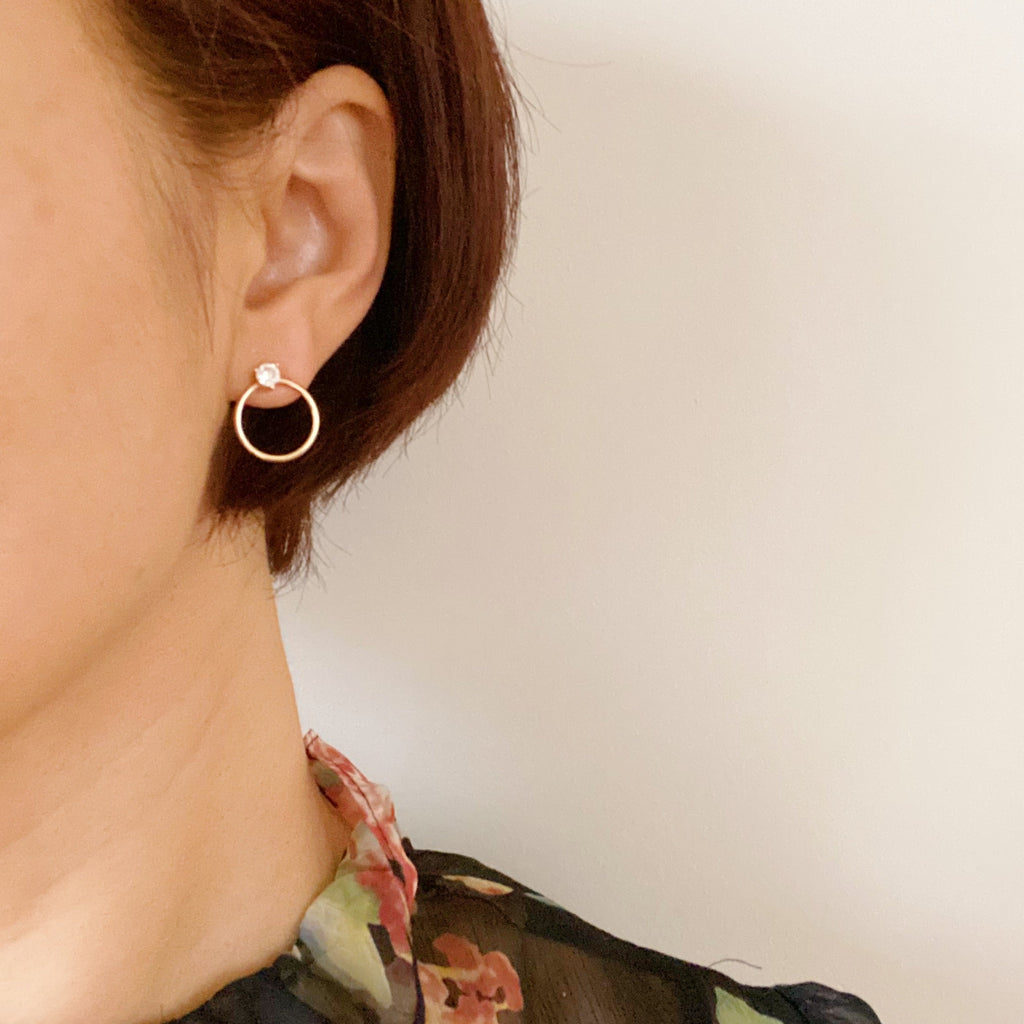 Double Circle Front Back Hoop Earrings-3