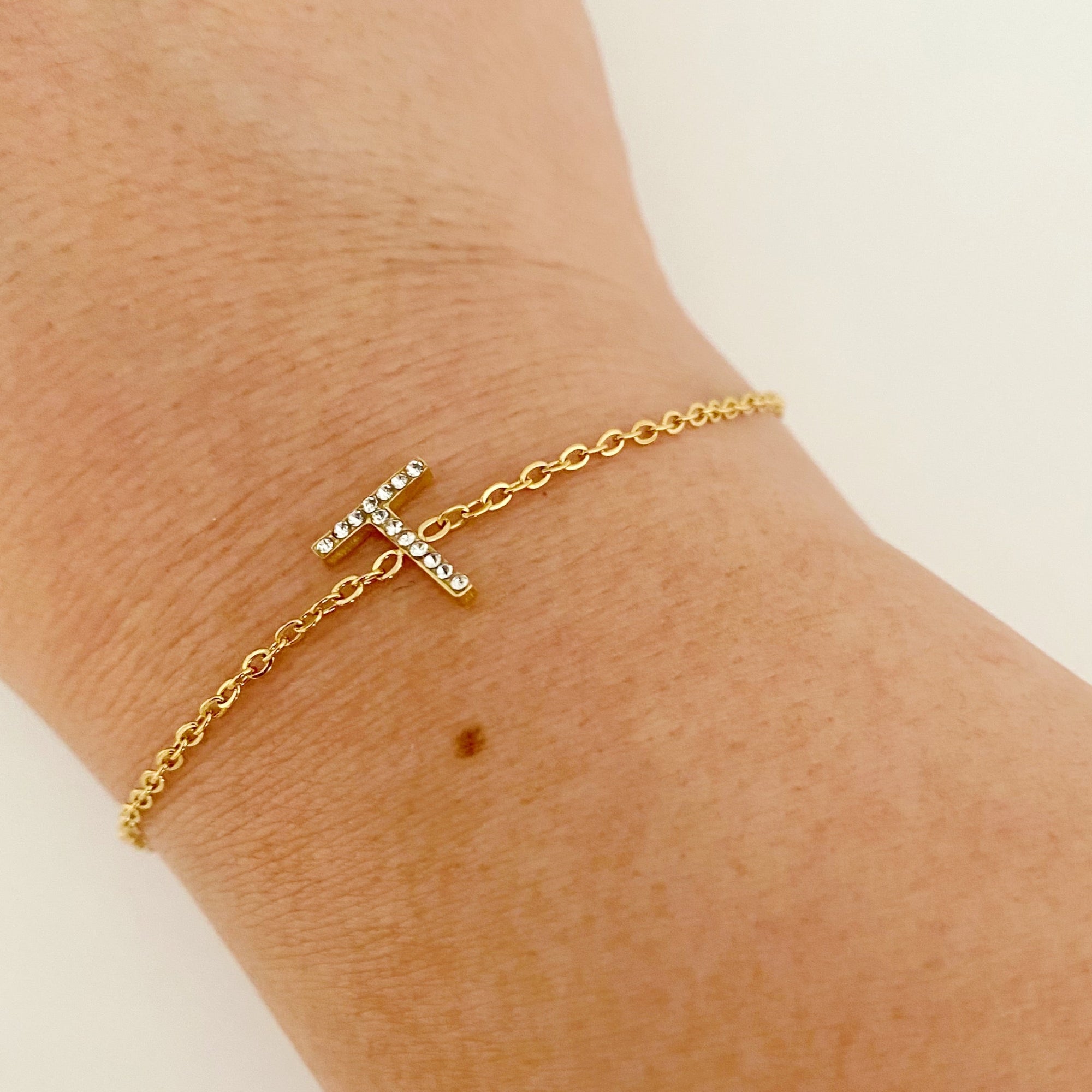 Dainty Sparkle Initial Bracelet-19
