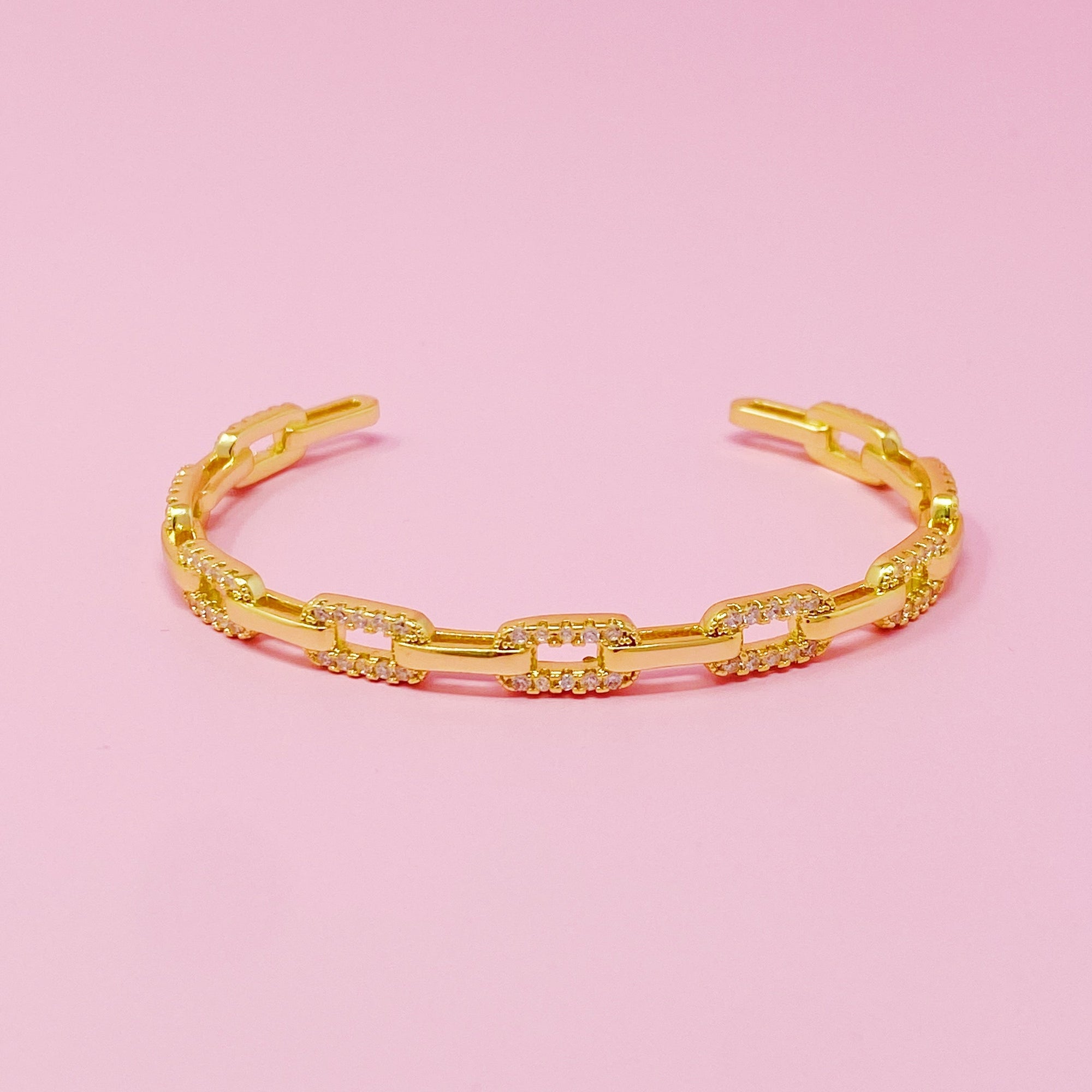 Alternatively Linked Open Bangle Bracelet-4