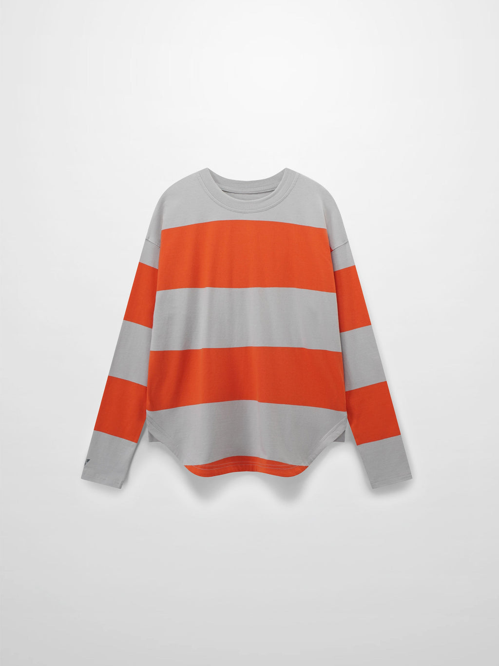 Oversized Rounded Hem T-Shirt-Grey/Orange-0