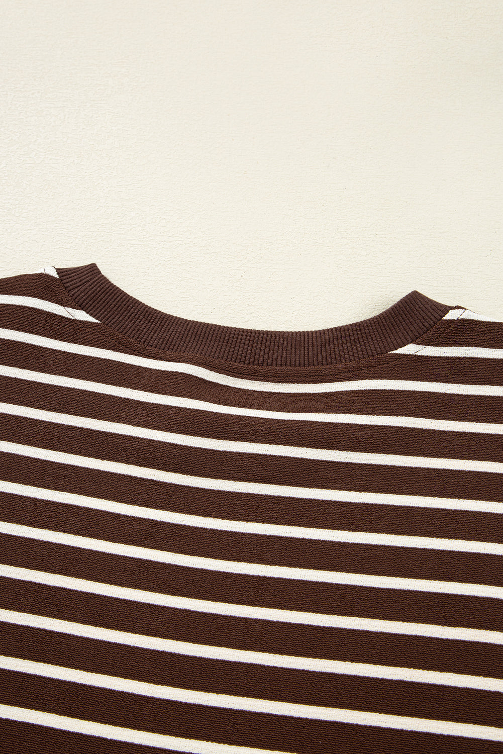 Brown Striped Textured Long Sleeve Top