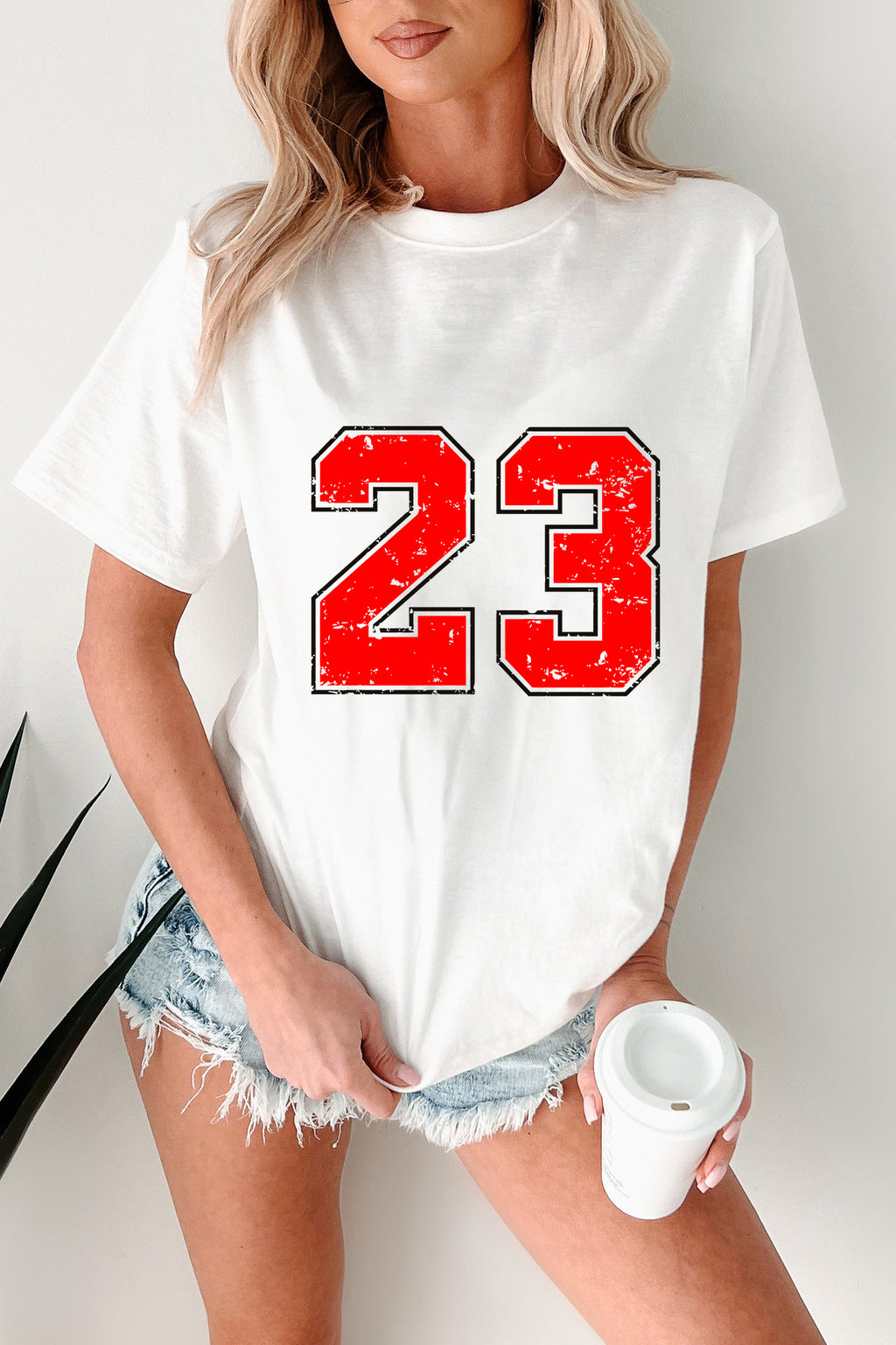 White Number 23 Print Graphic T Shirt