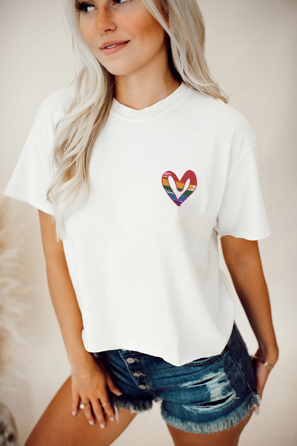 White ALL FOR LOVE AND LOVE FOR ALL Letter Graphic T Shirt