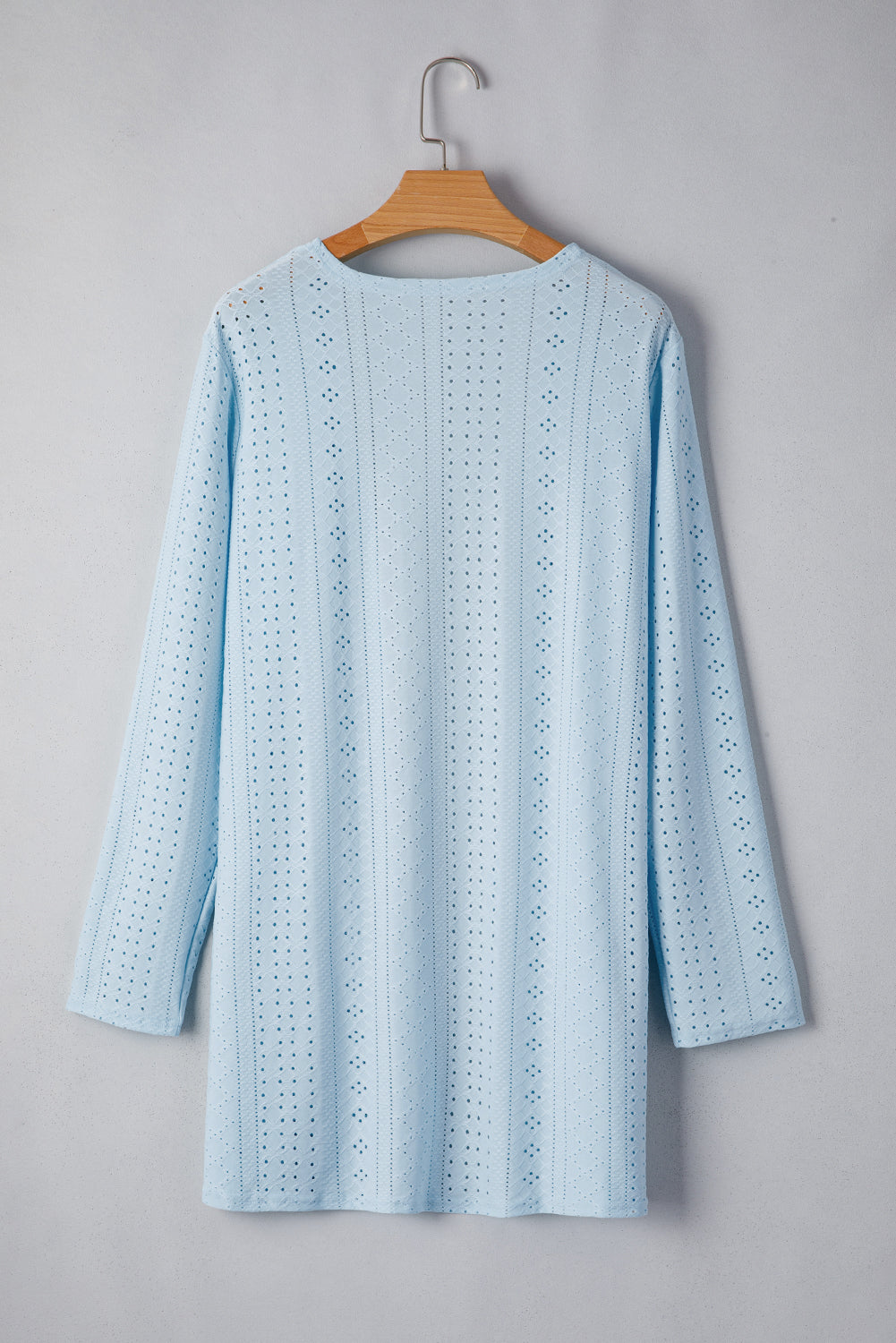 Mist Blue Solid Color Pocket Long Sleeve Cardigan