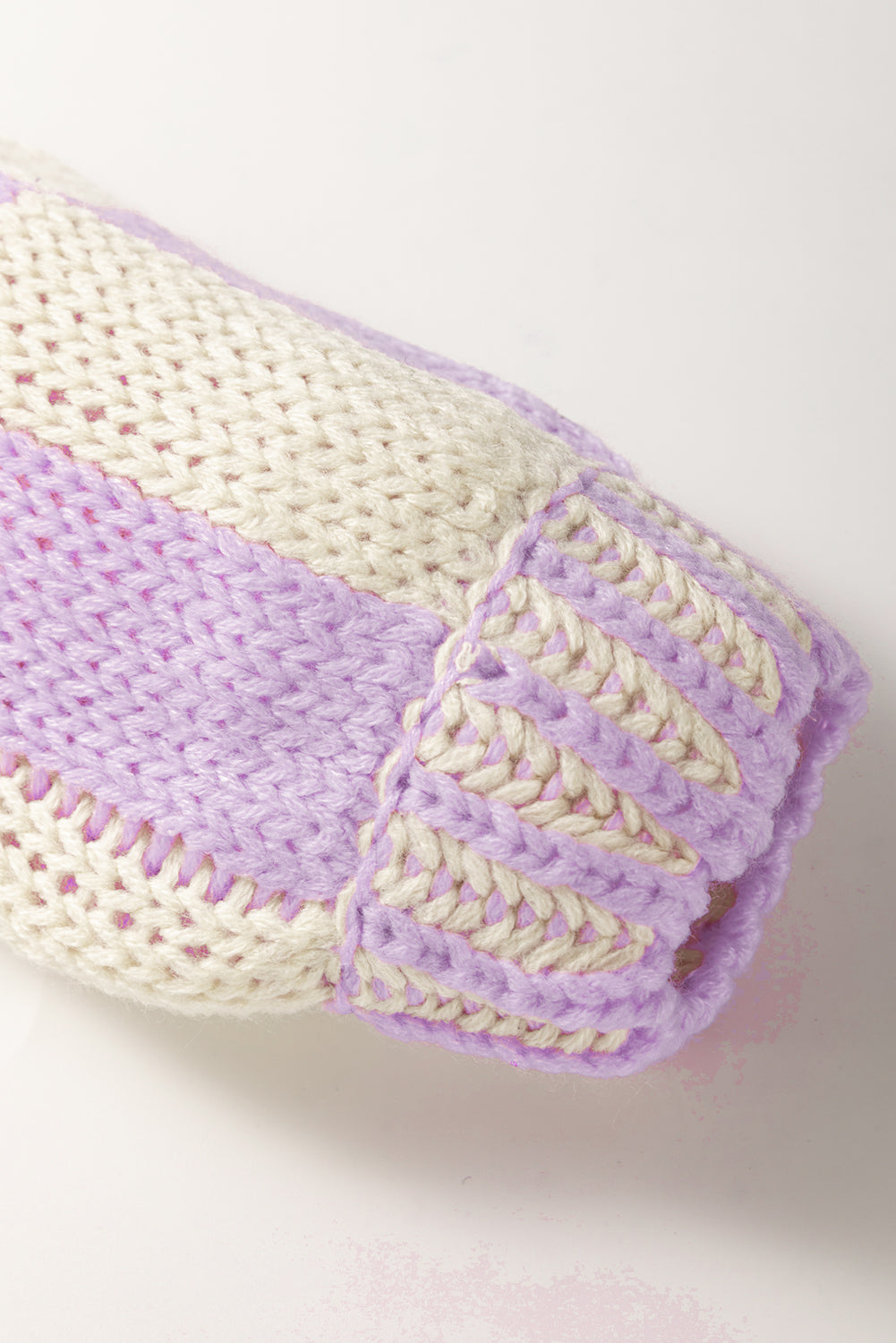 Orchid Petal Colorblock Checked Open Front Knitted Cardigan