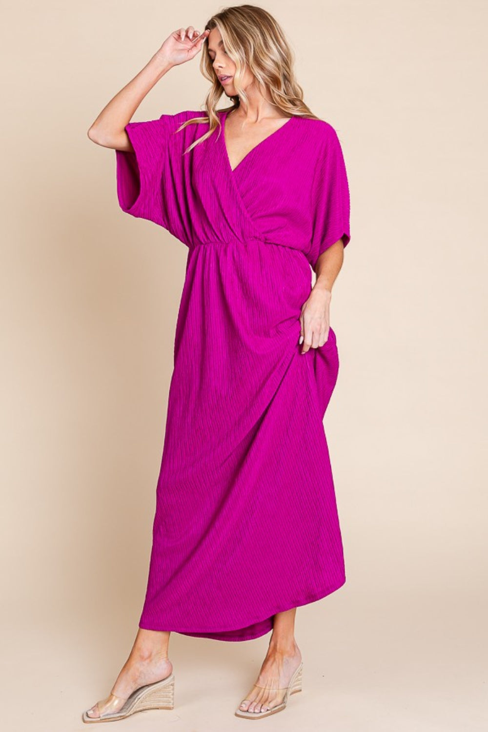 BOMBOM Surplice Maxi Dress with Pockets-2