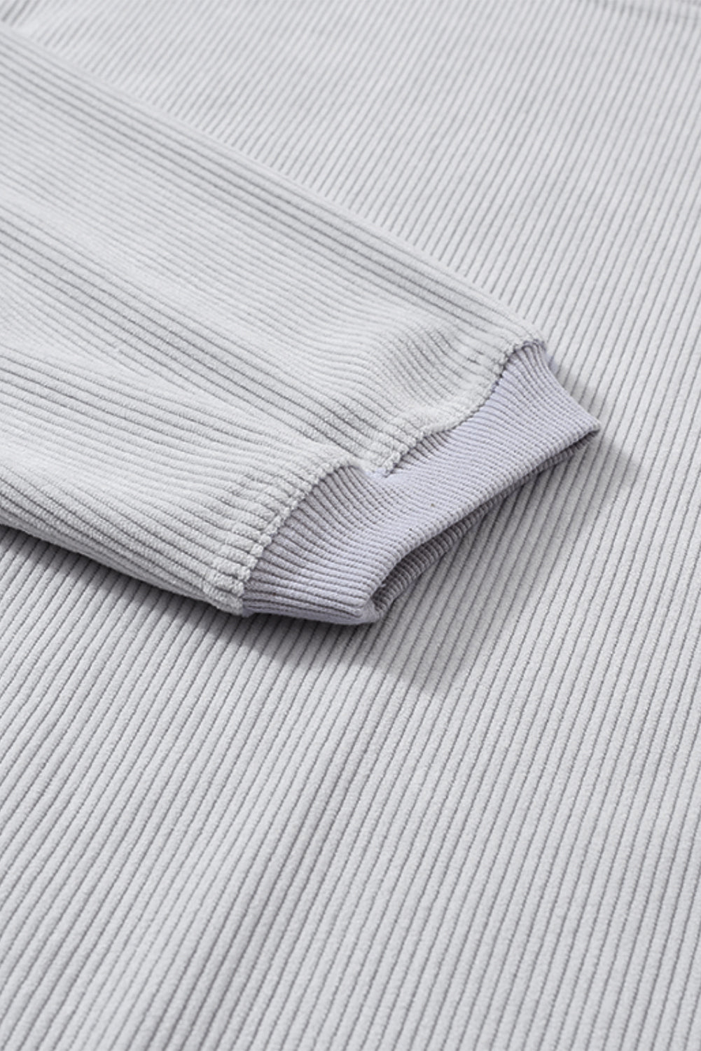 Light Grey Drop Shoulder Rib Knit Oversized Sweatshirt