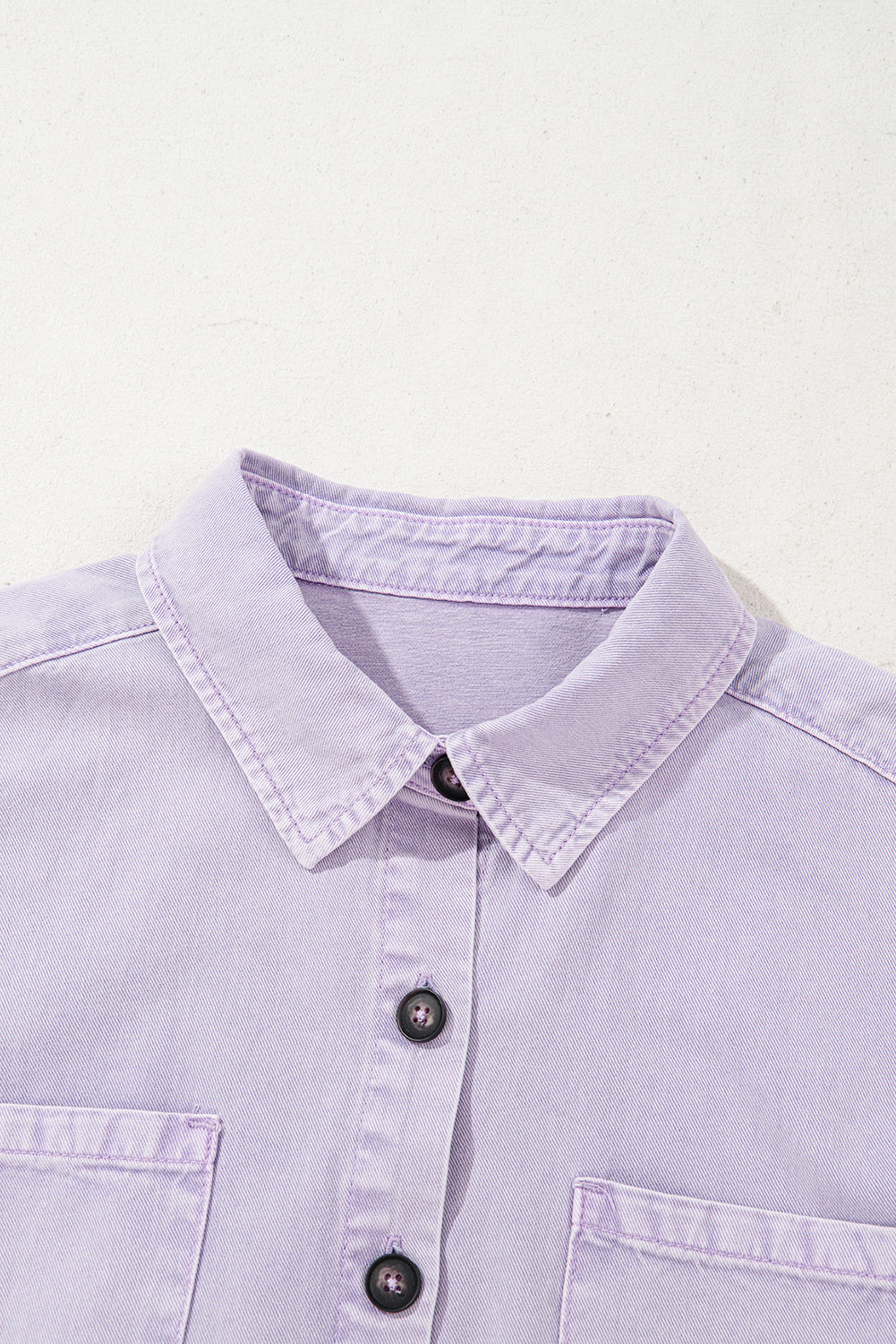 Orchid Petal Double Chest Pocket Denim Shirt Dress