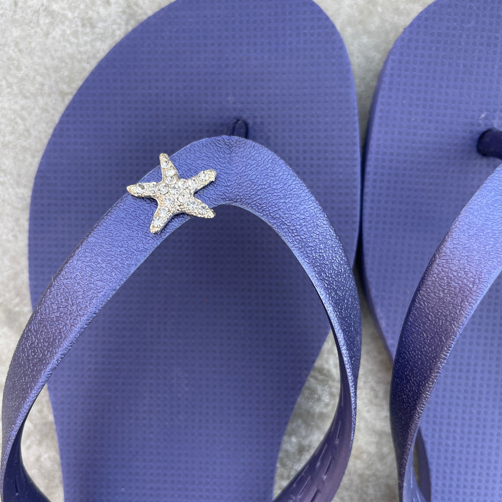 Navy Blue Star Flip Flops-3