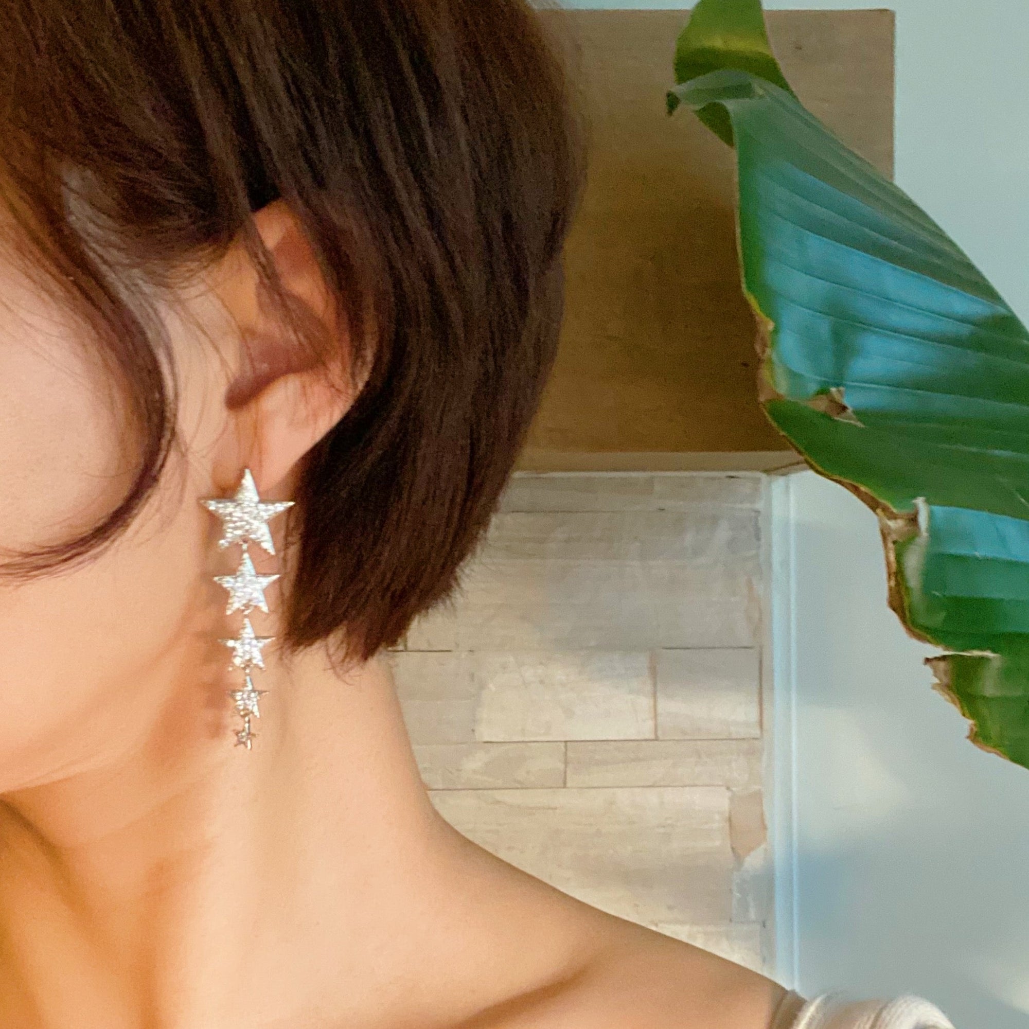 Five Stars Dangle Down Earrings-2