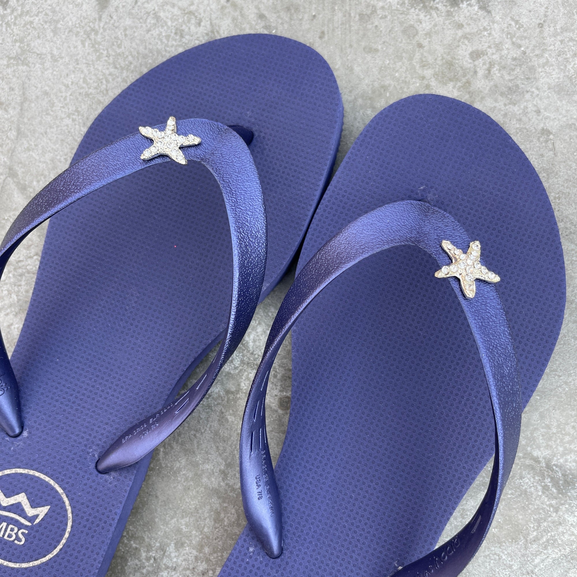 Navy Blue Star Flip Flops-4