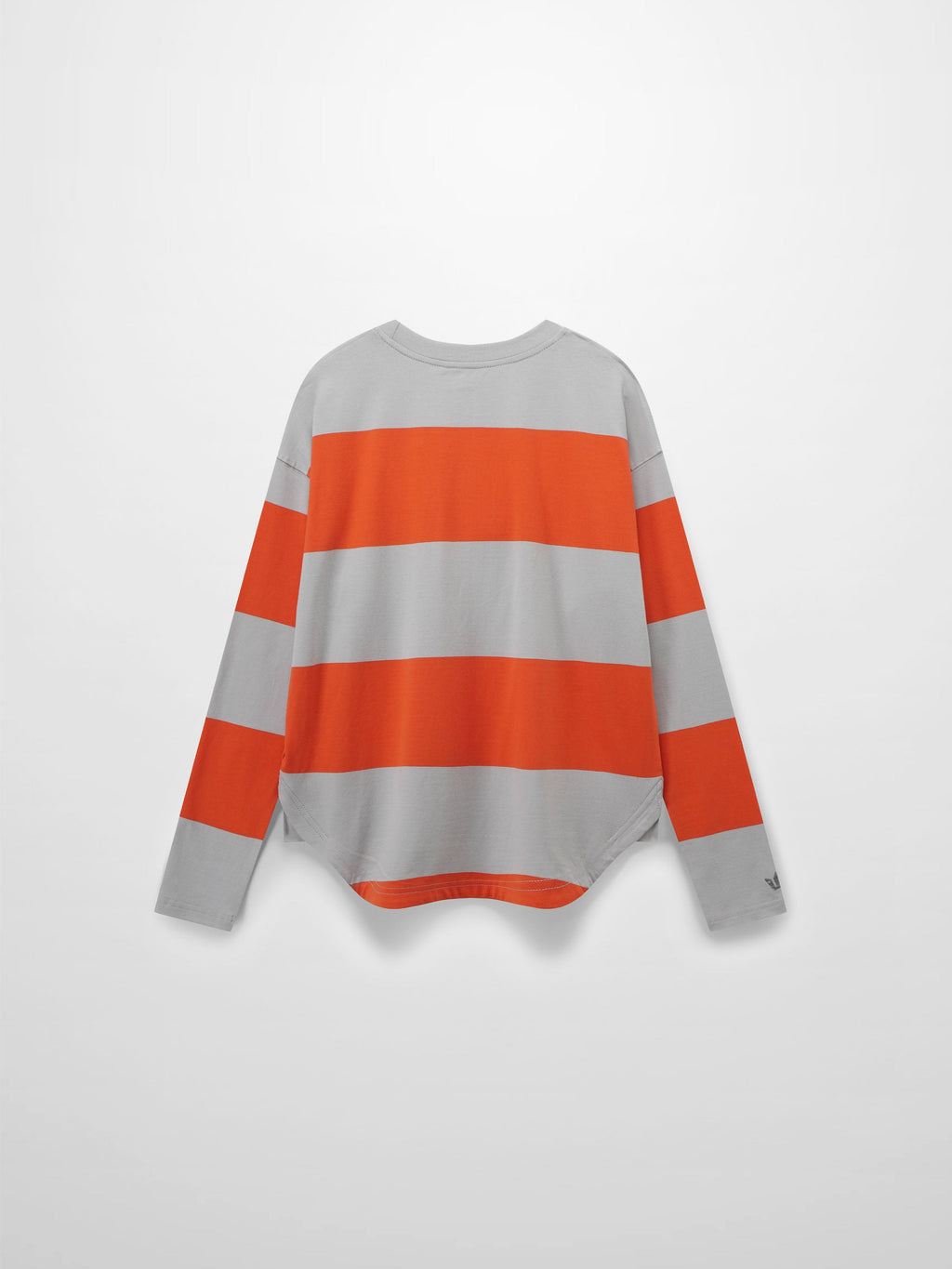 Oversized Rounded Hem T-Shirt-Grey/Orange-1